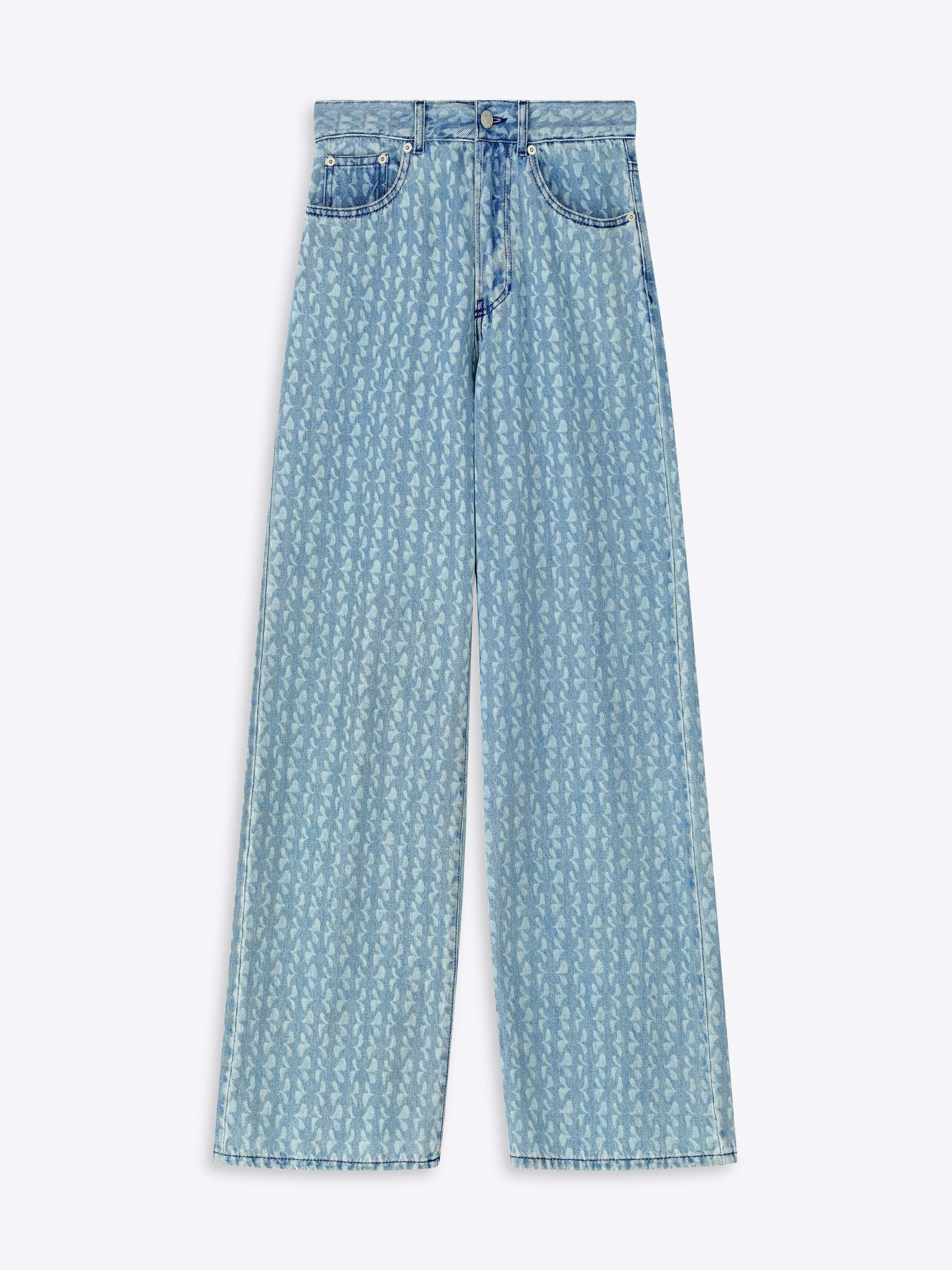 Printed denim pants