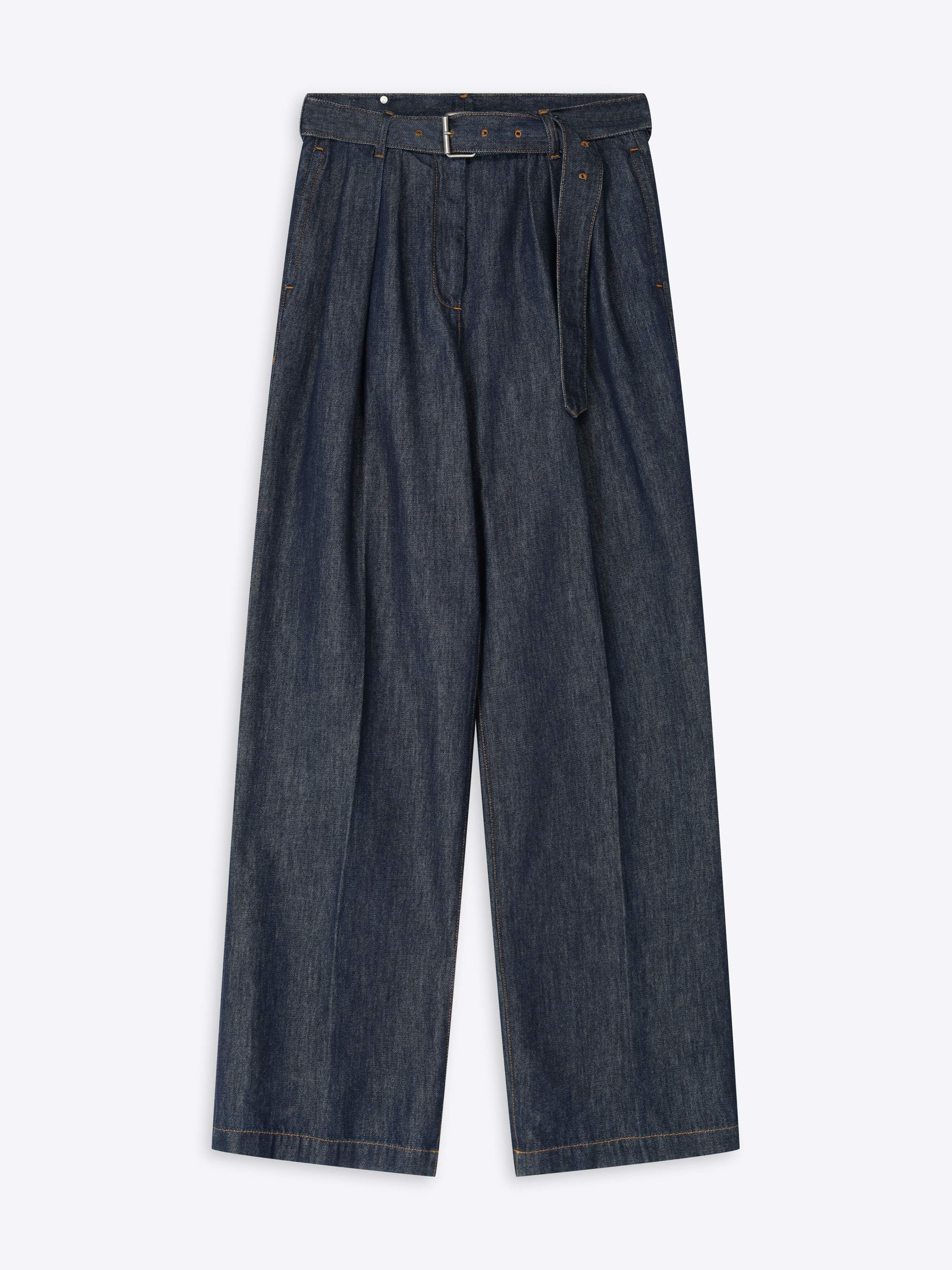 Belted denim pants