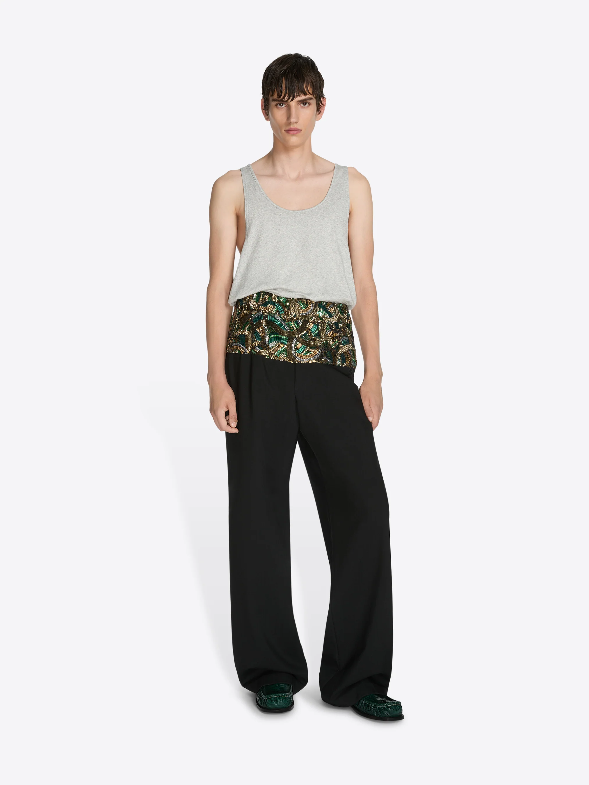 Embroidered waist pants