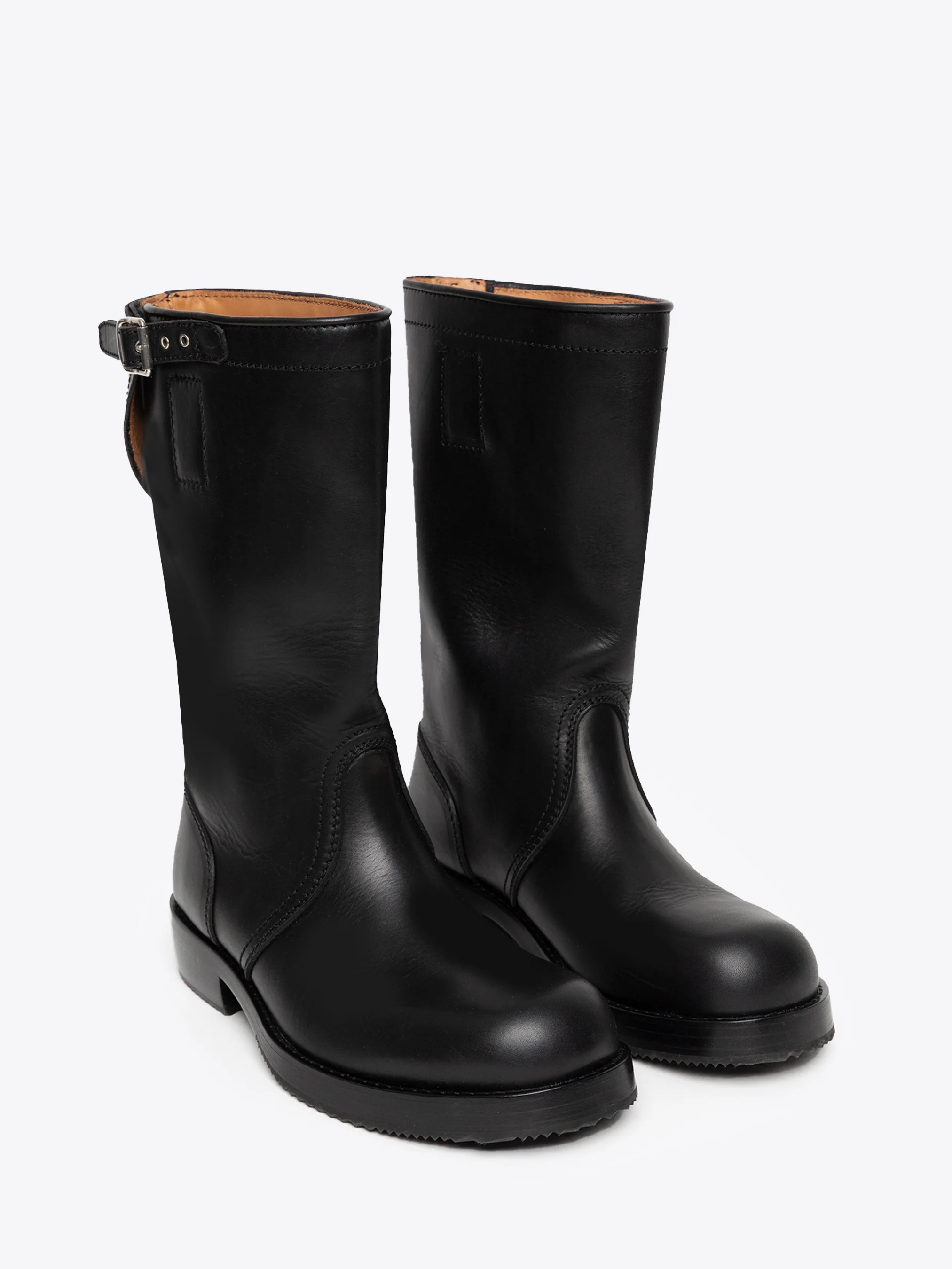 Leather biker boots