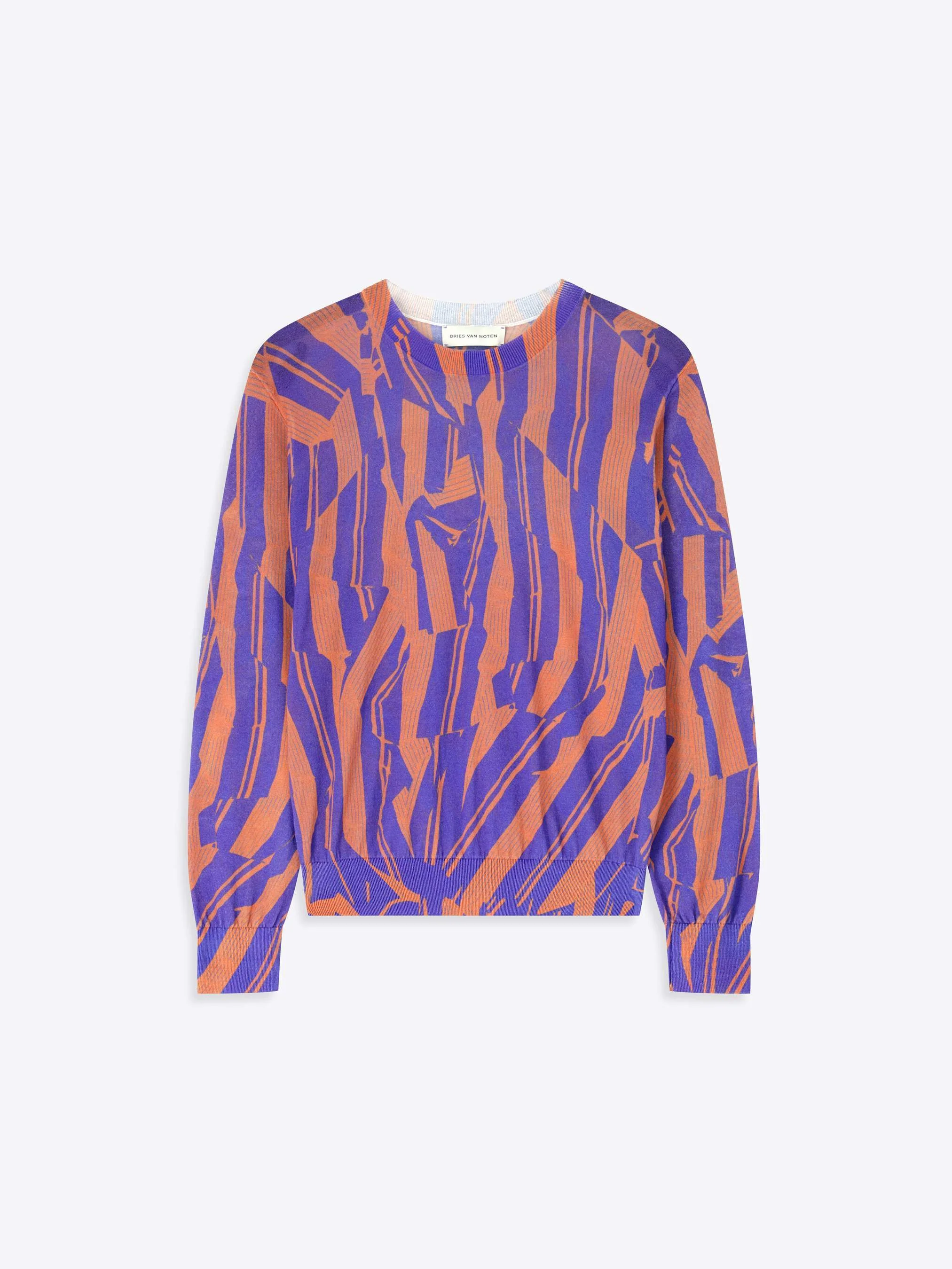Printed cotton sweater
