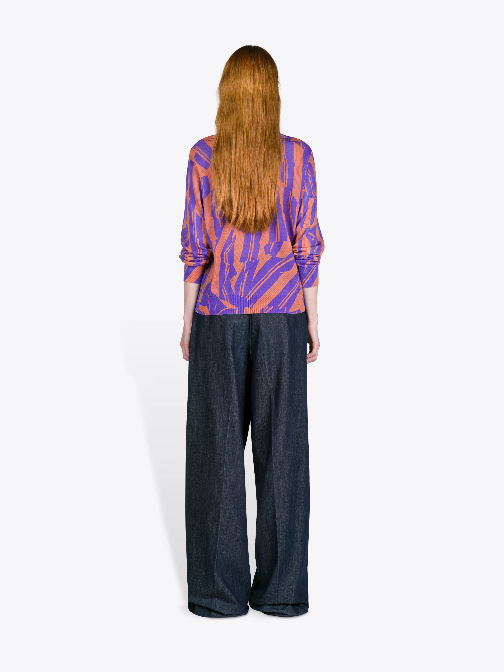 Printed cotton sweater
