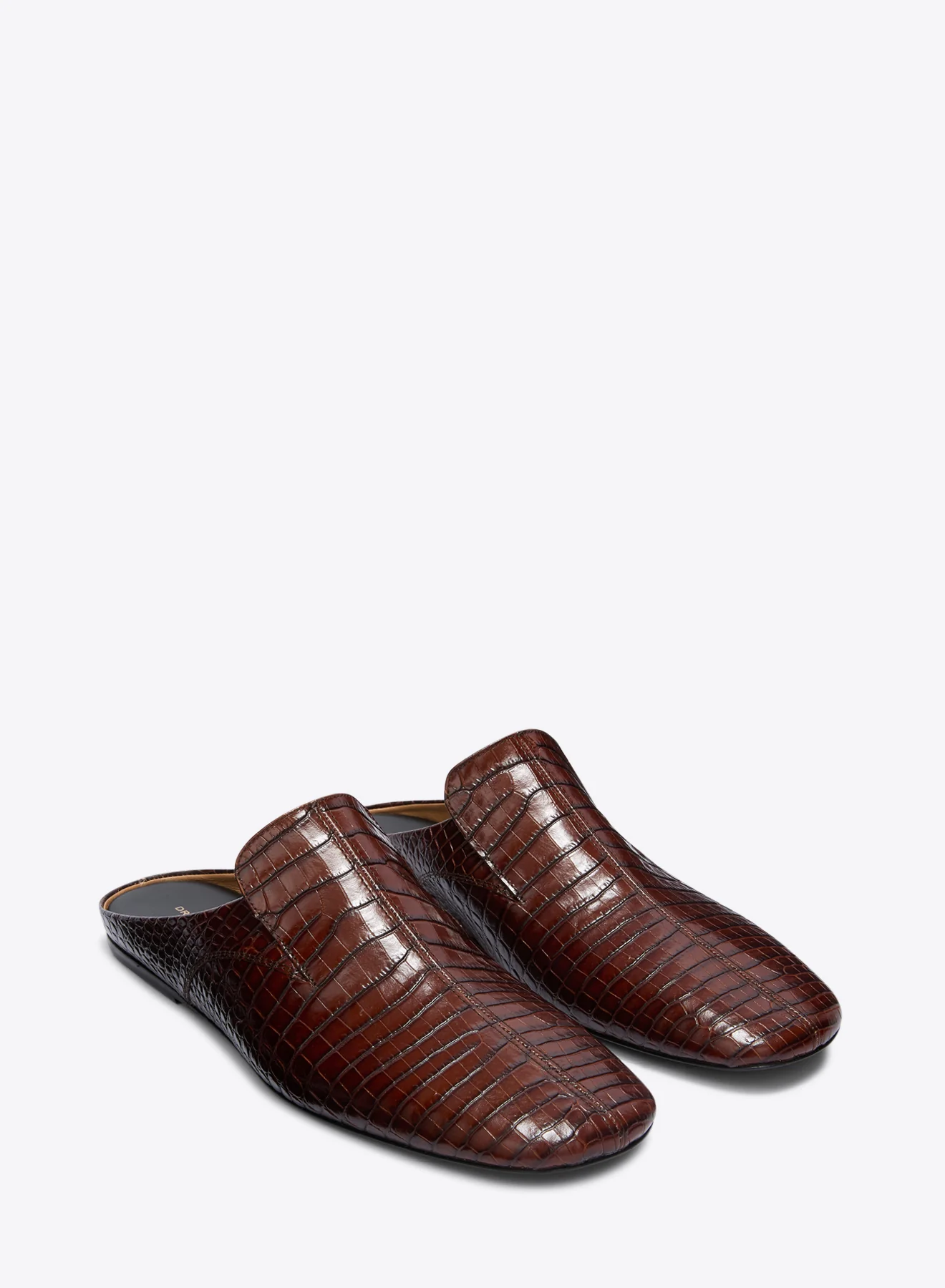 Embossed leather mules