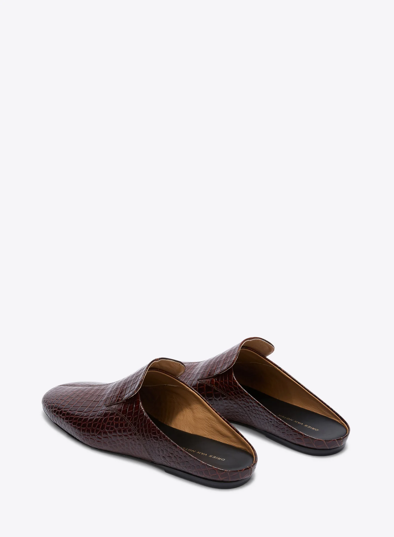 Embossed leather mules