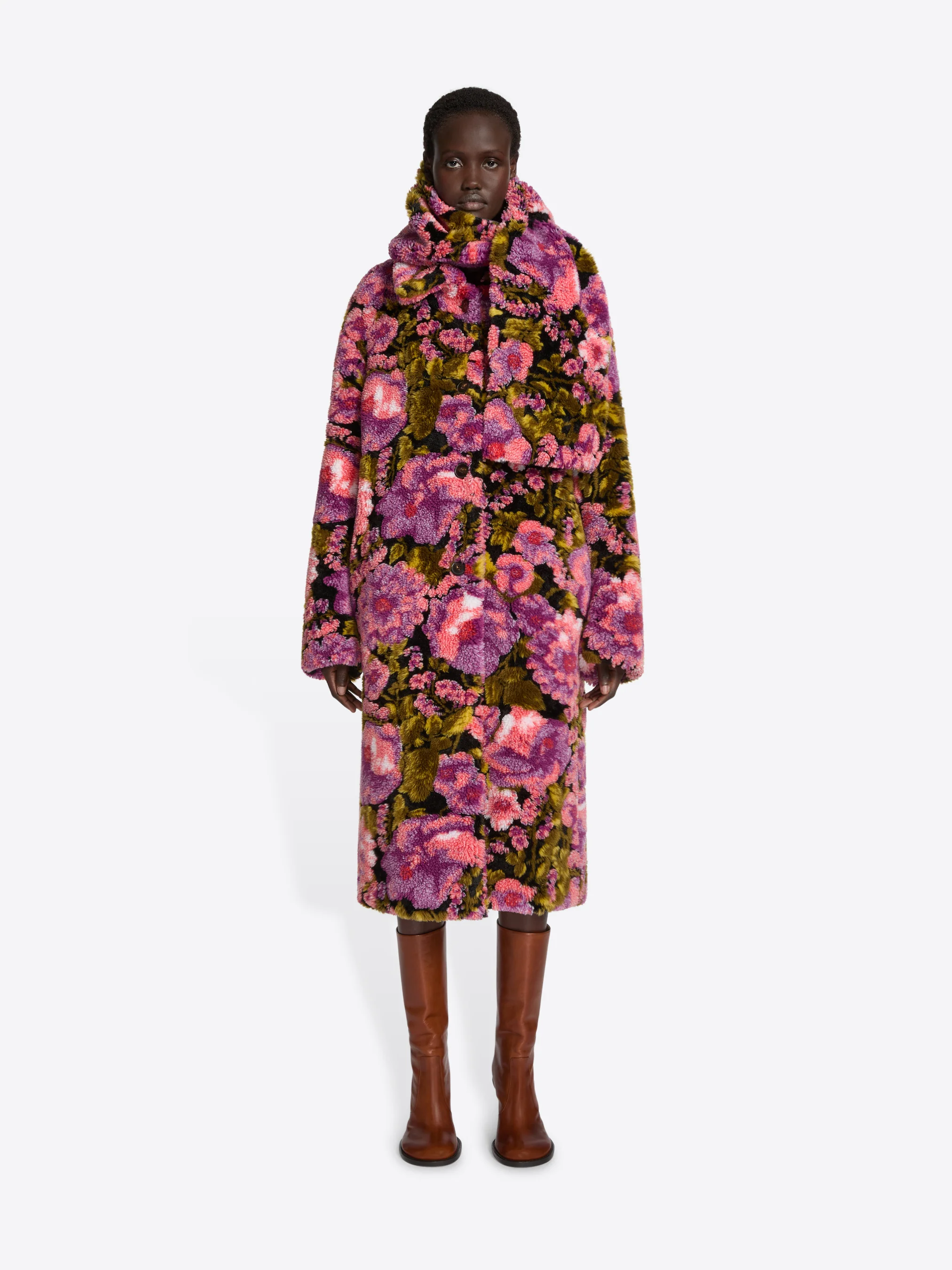 Shearling jacquard scarf