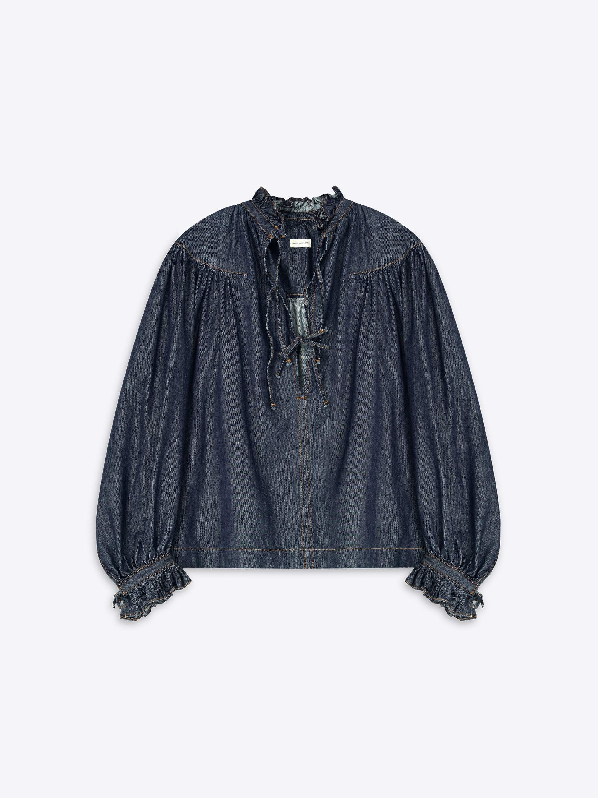 Ruffled denim shirt