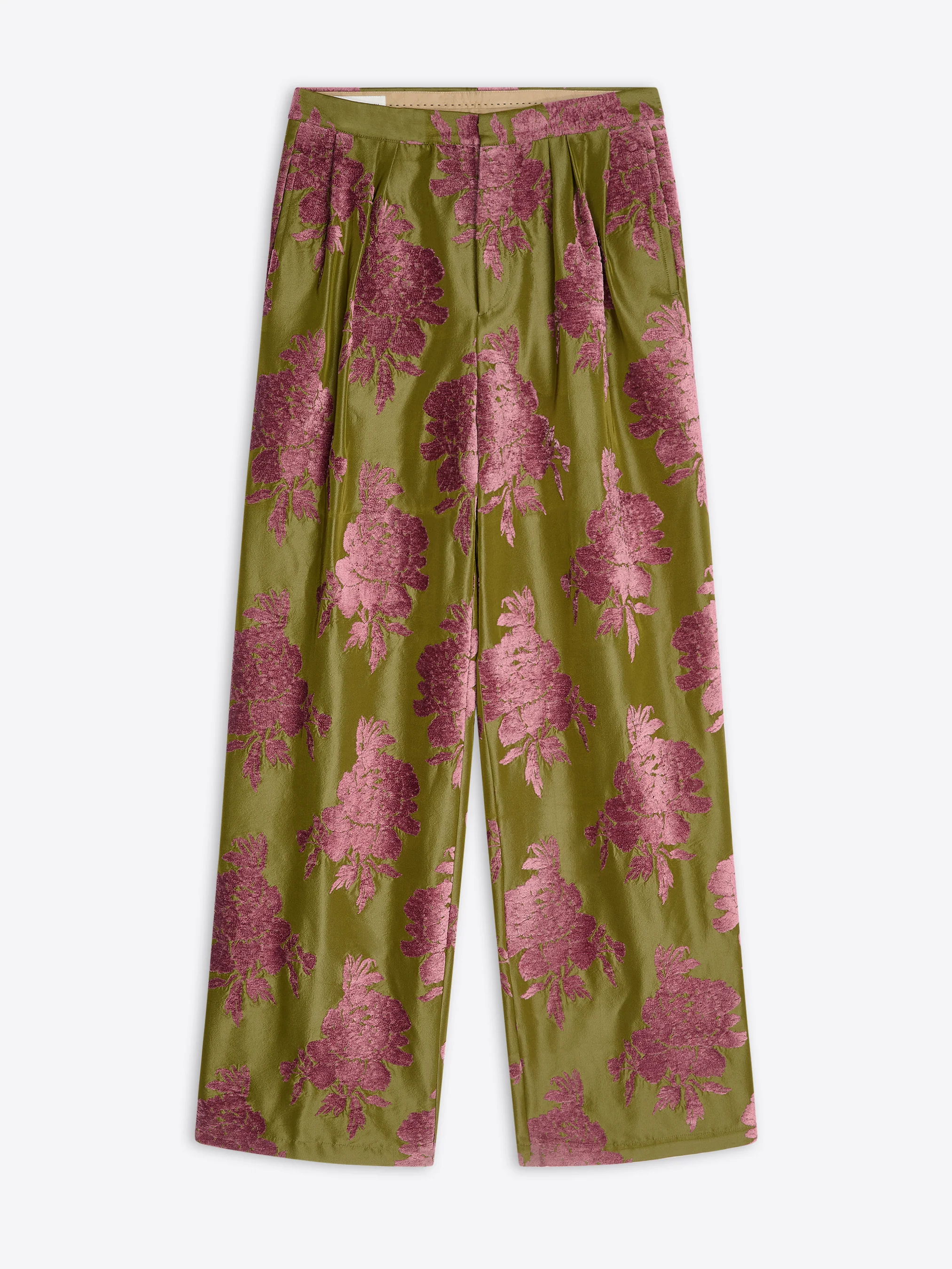 Pleated fil coupé pants
