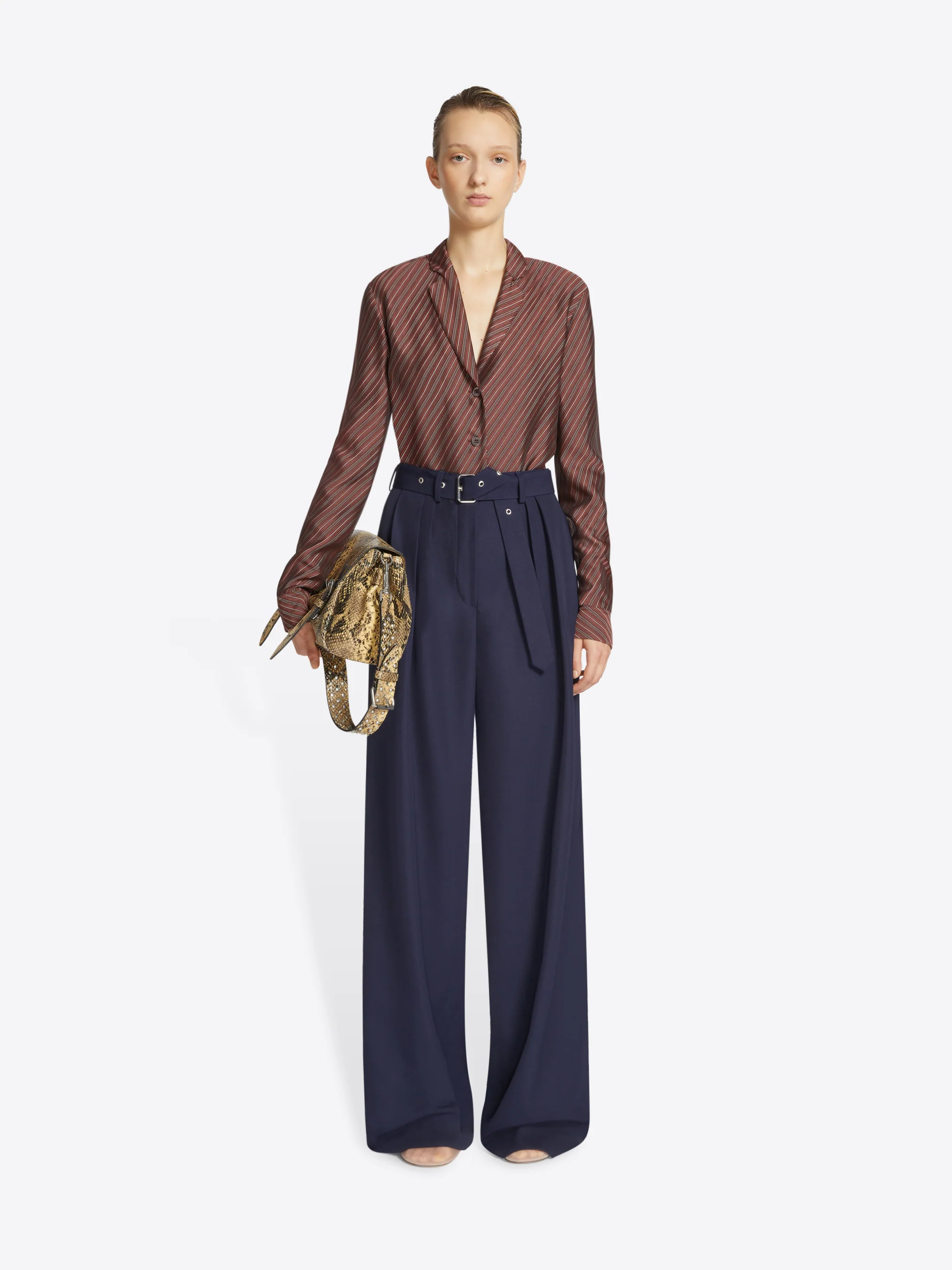 Belted wool trousers