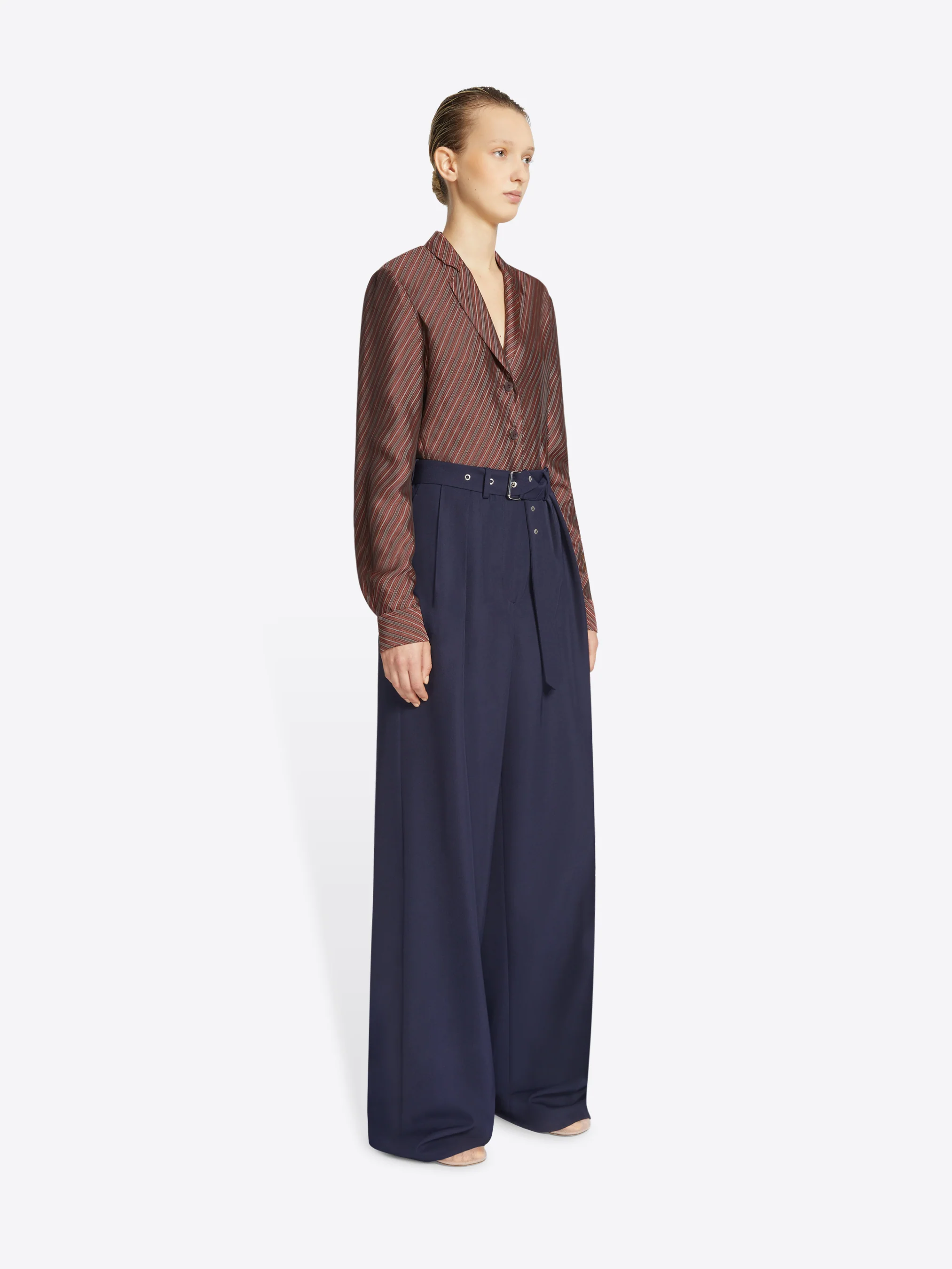 Belted wool trousers