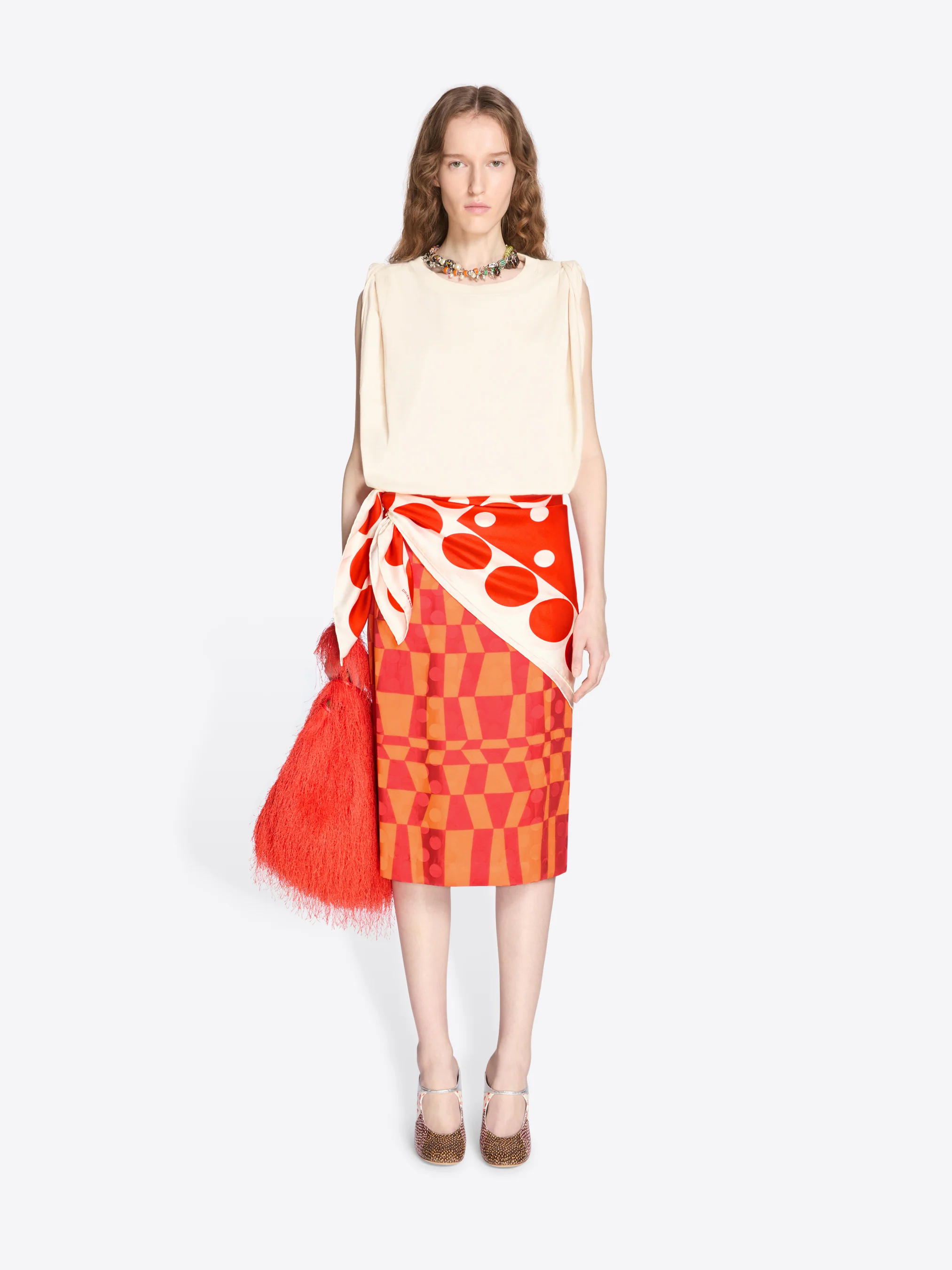 Heeled patchwork mules