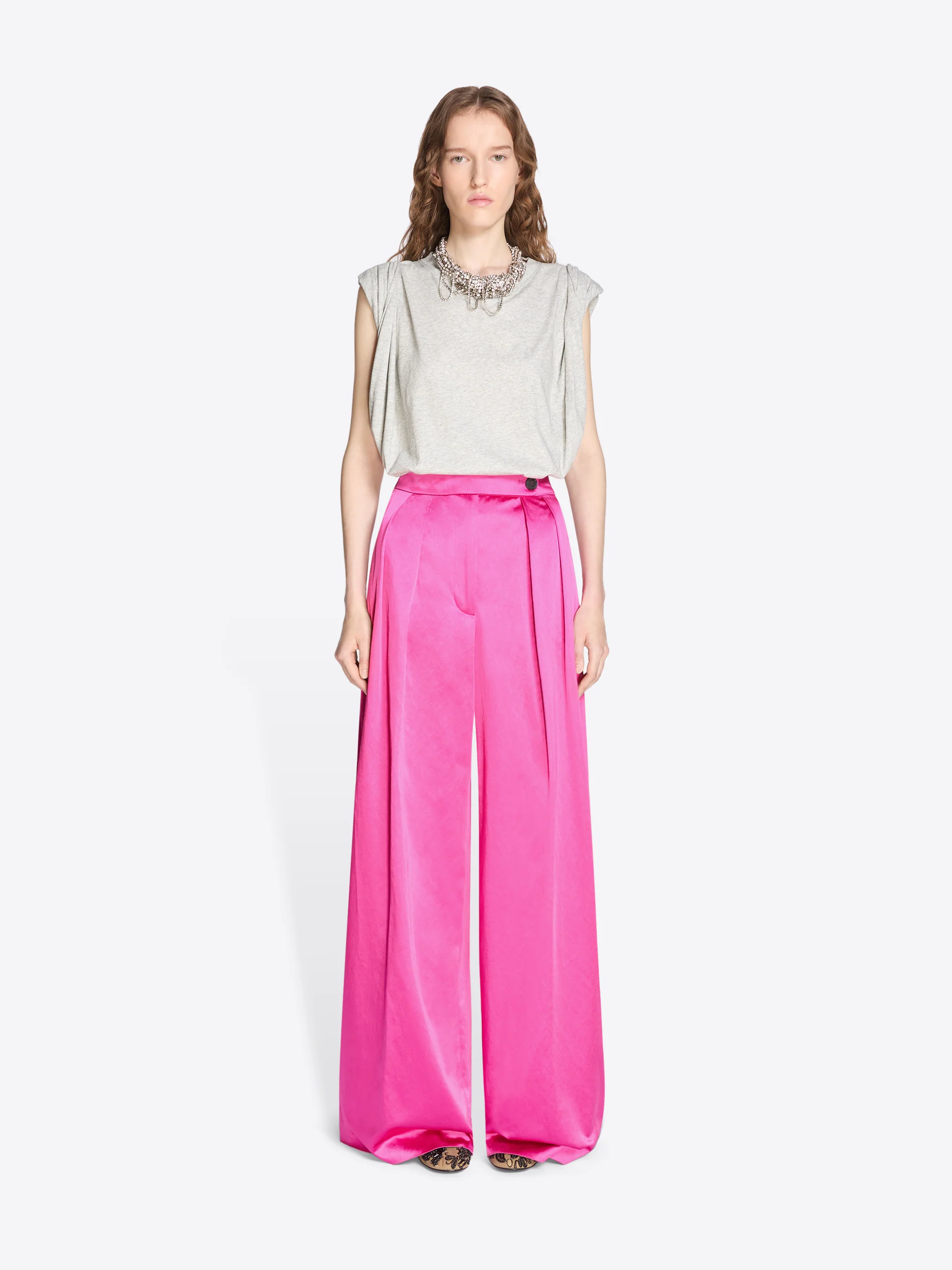 Wide pleated pants