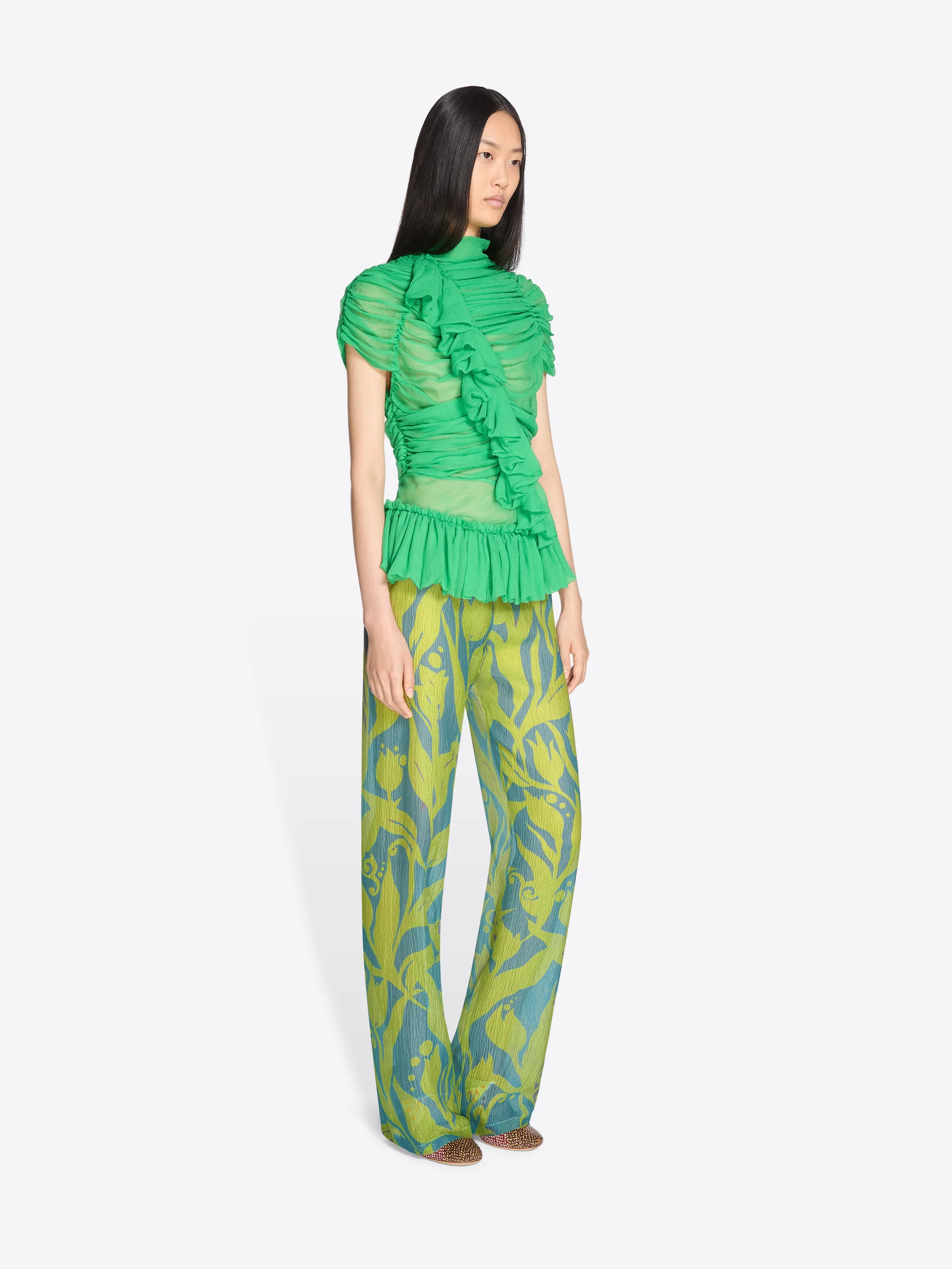 Silk ruffled top