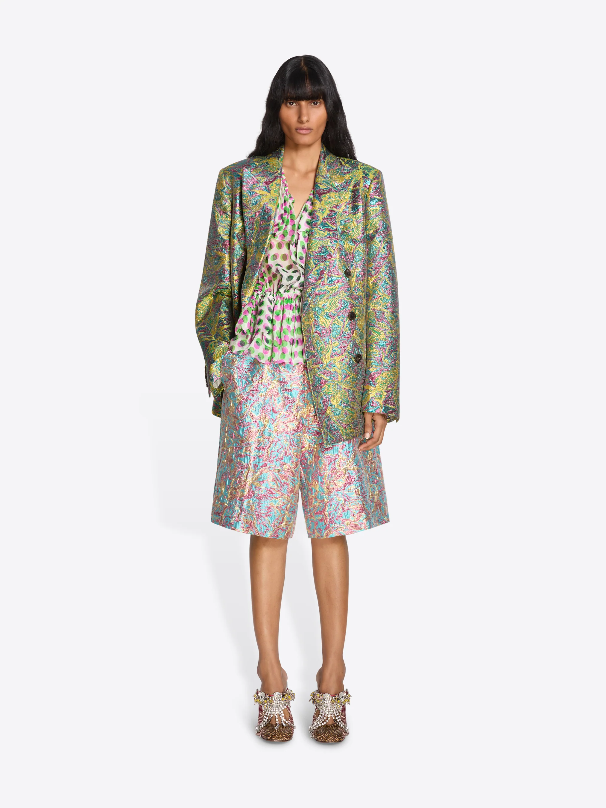Double breasted jacquard blazer