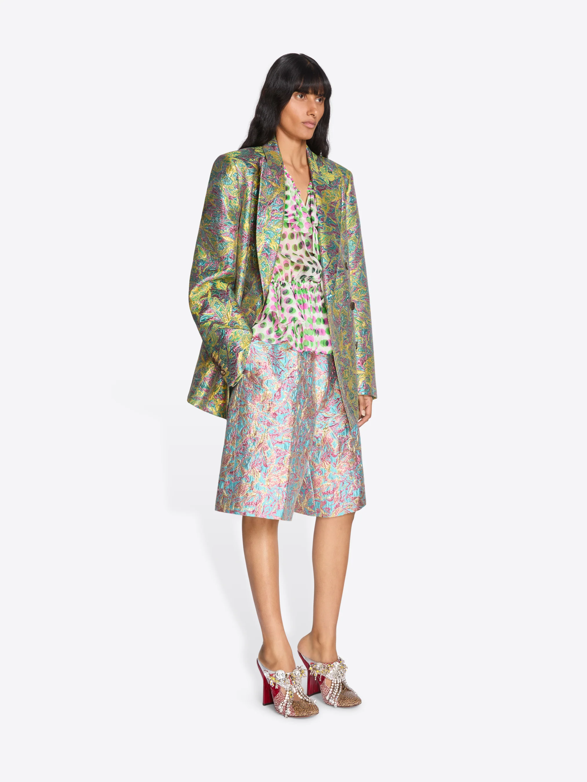 Double breasted jacquard blazer