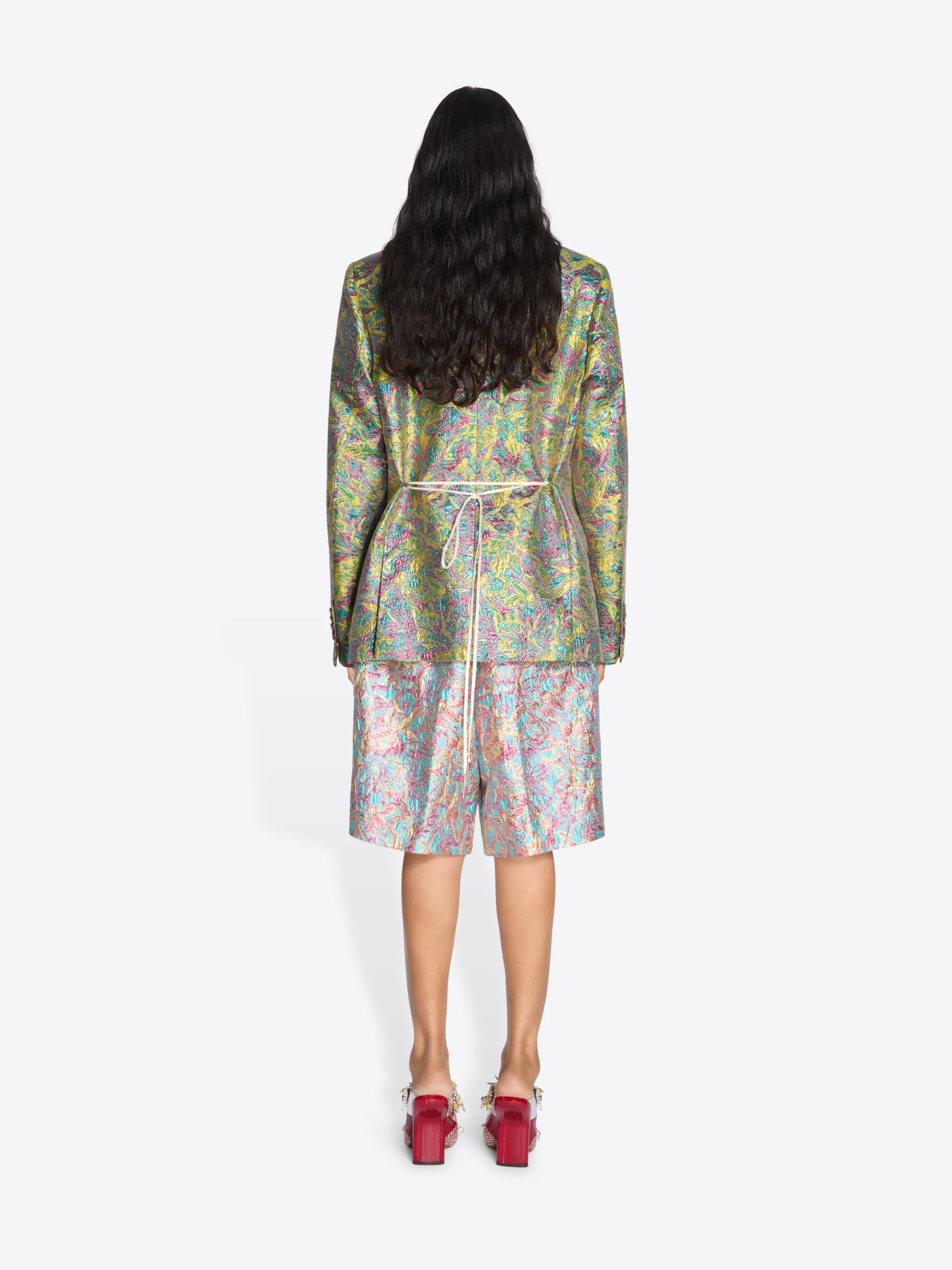 Double breasted jacquard blazer