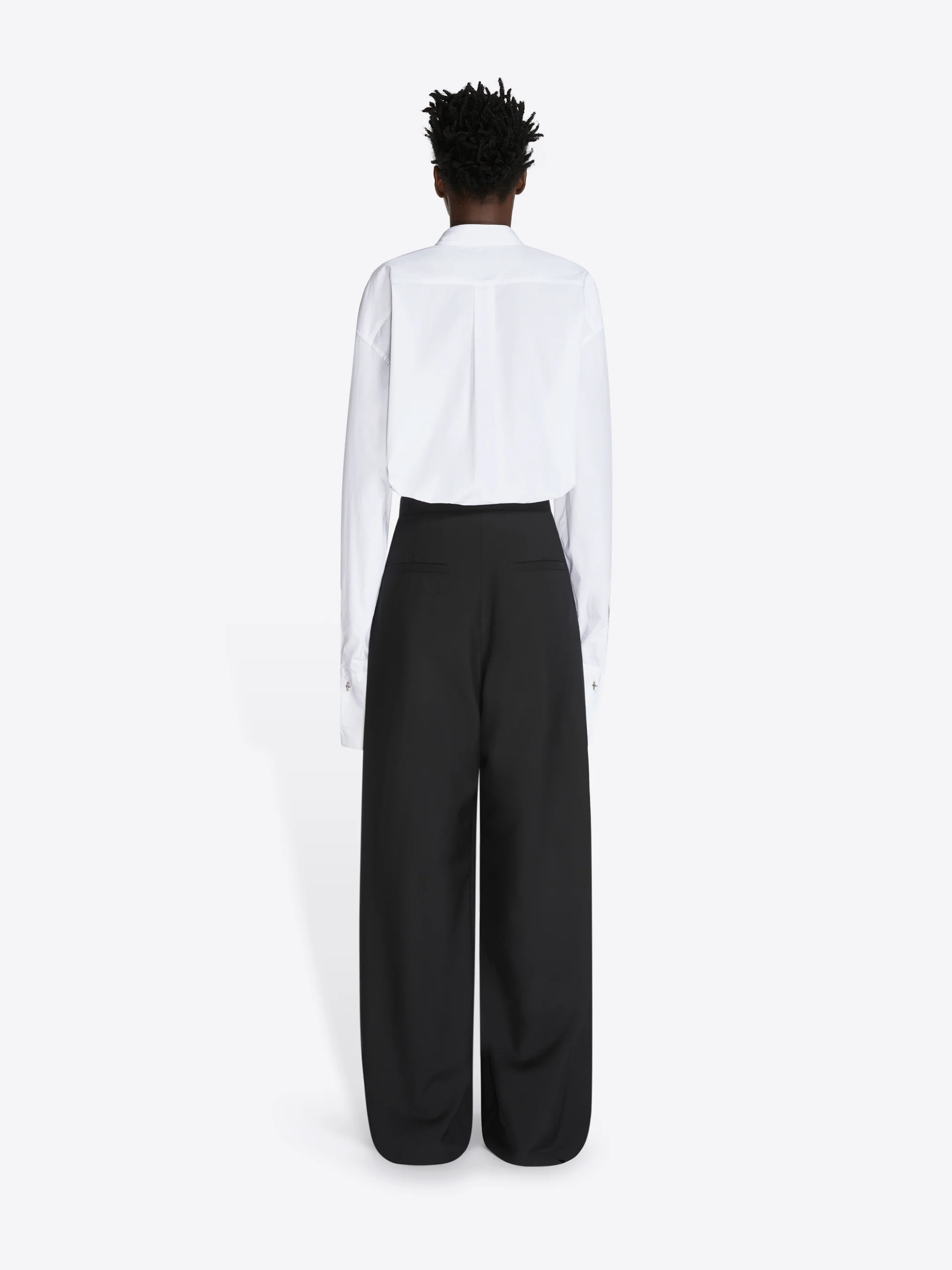 Belted wool mohair pants
