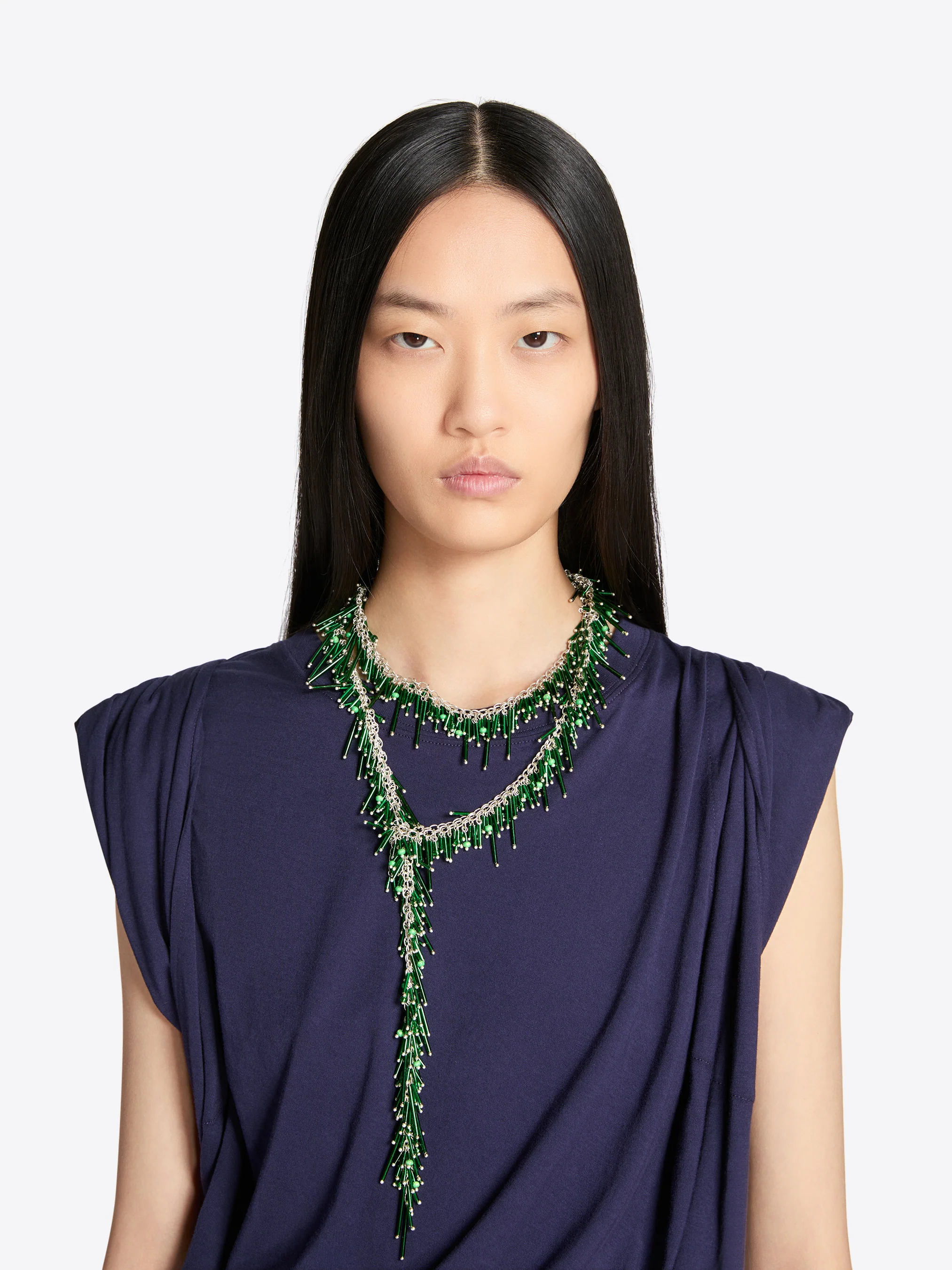 Embroidered scarf necklace