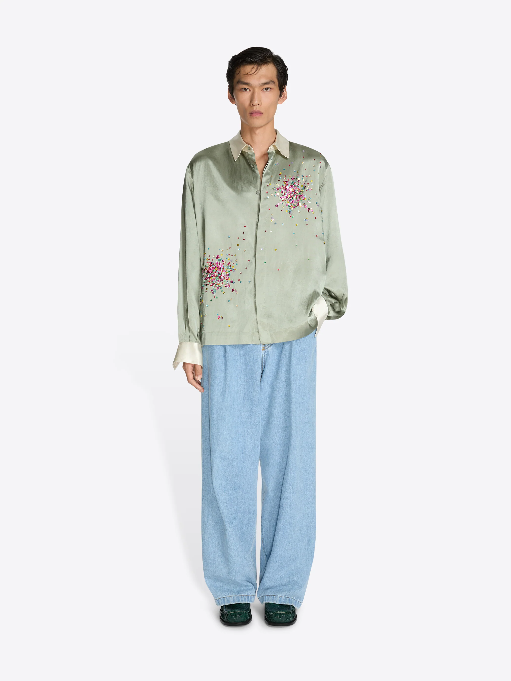 Embellished viscose shirt
