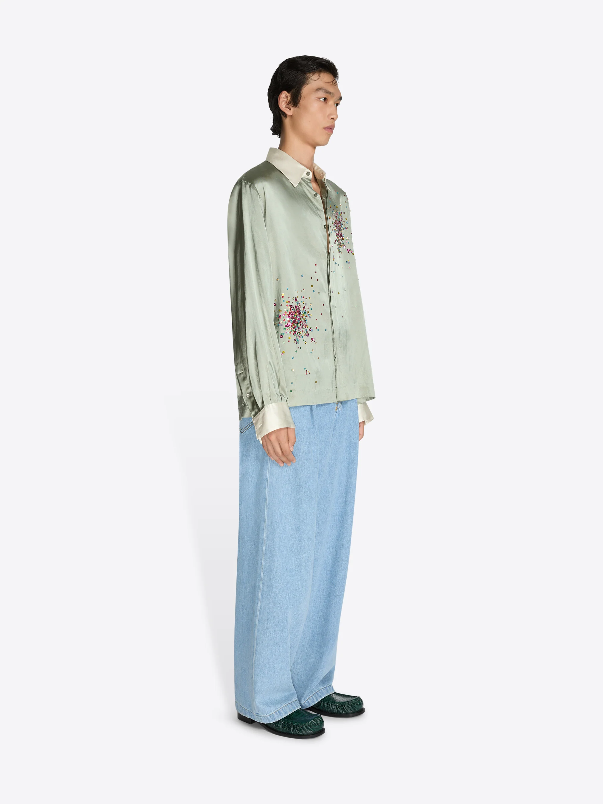 Embellished viscose shirt