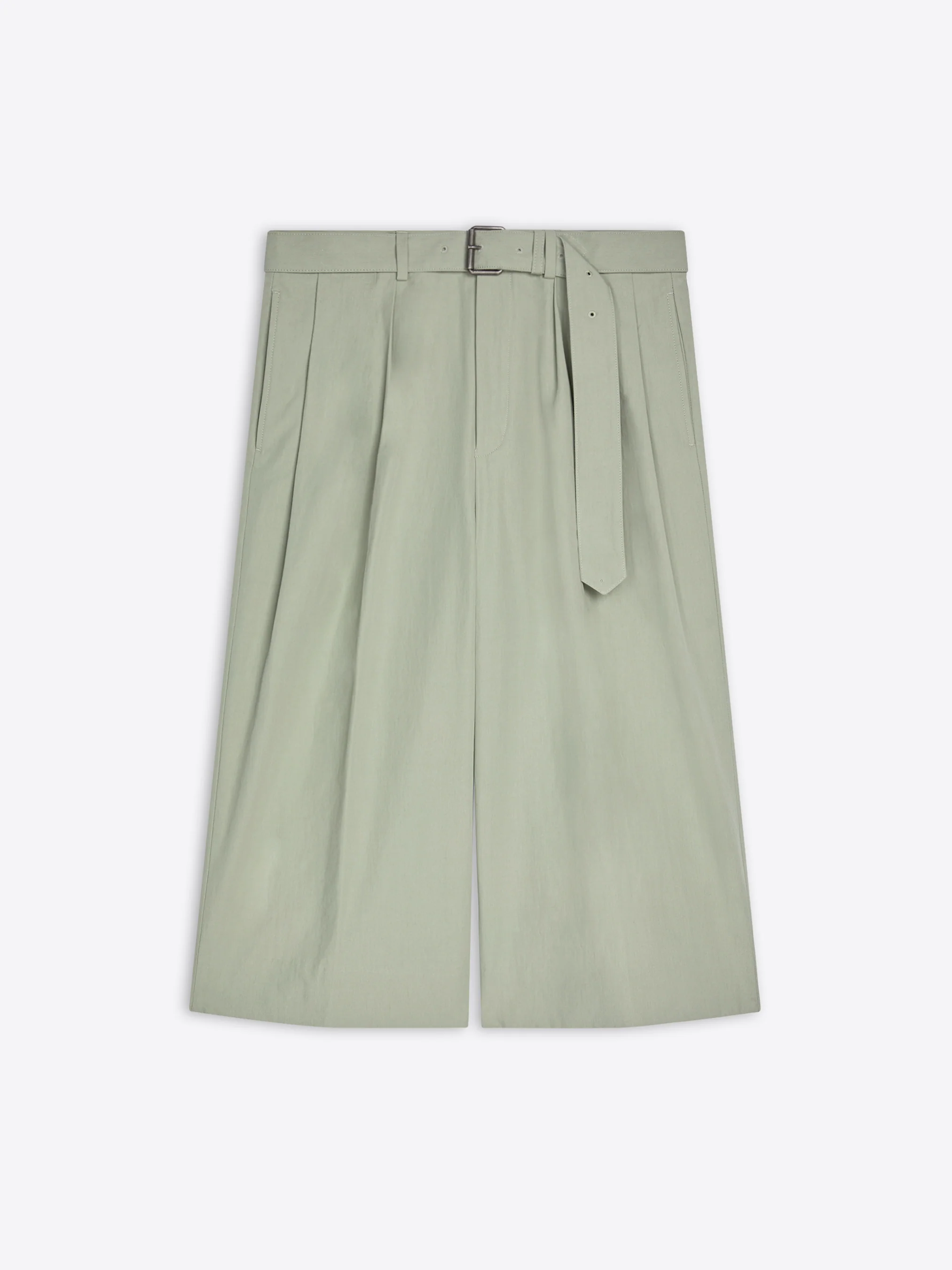 Belted cotton poplin shorts