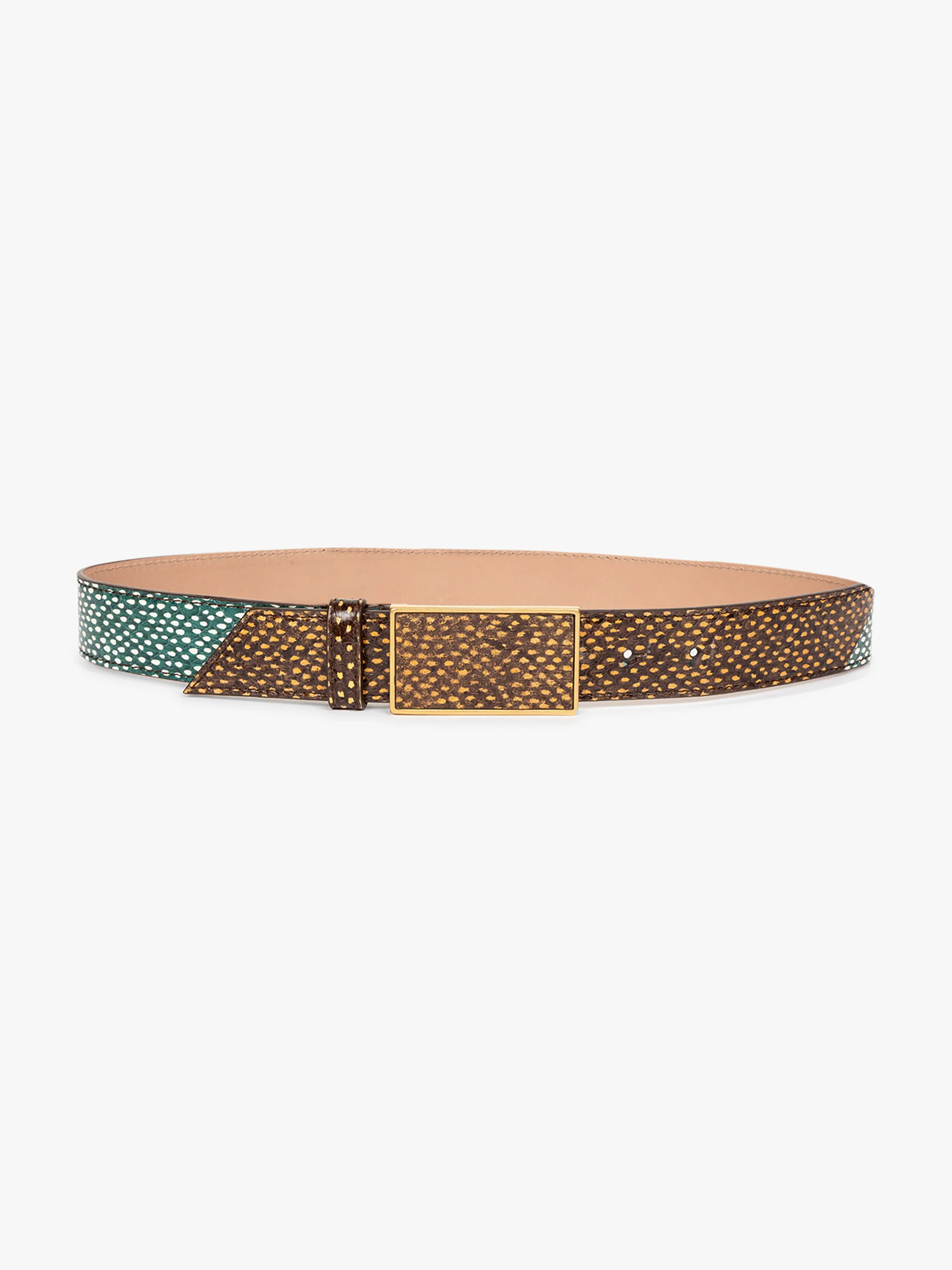 Printed leather belt