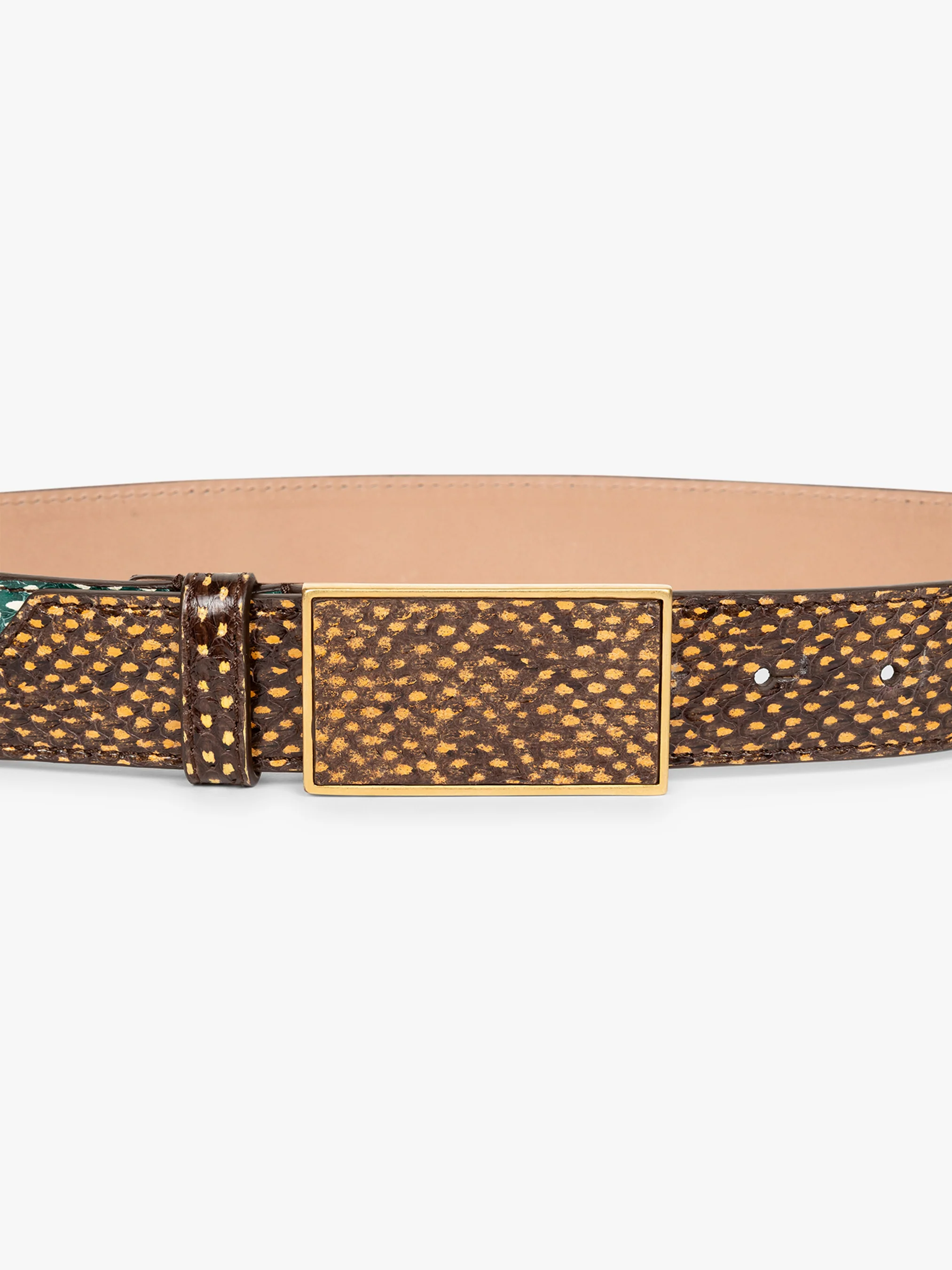Printed leather belt