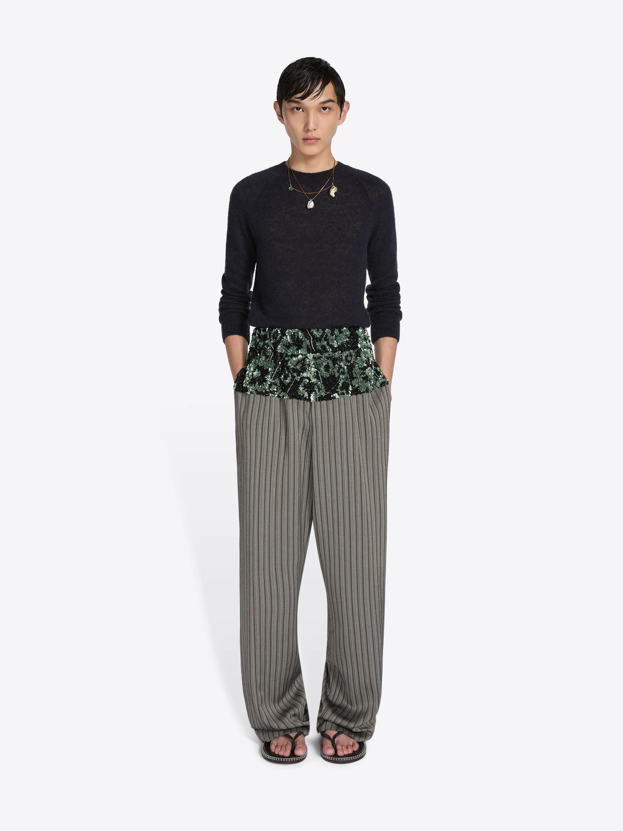 Embroidered waist pants