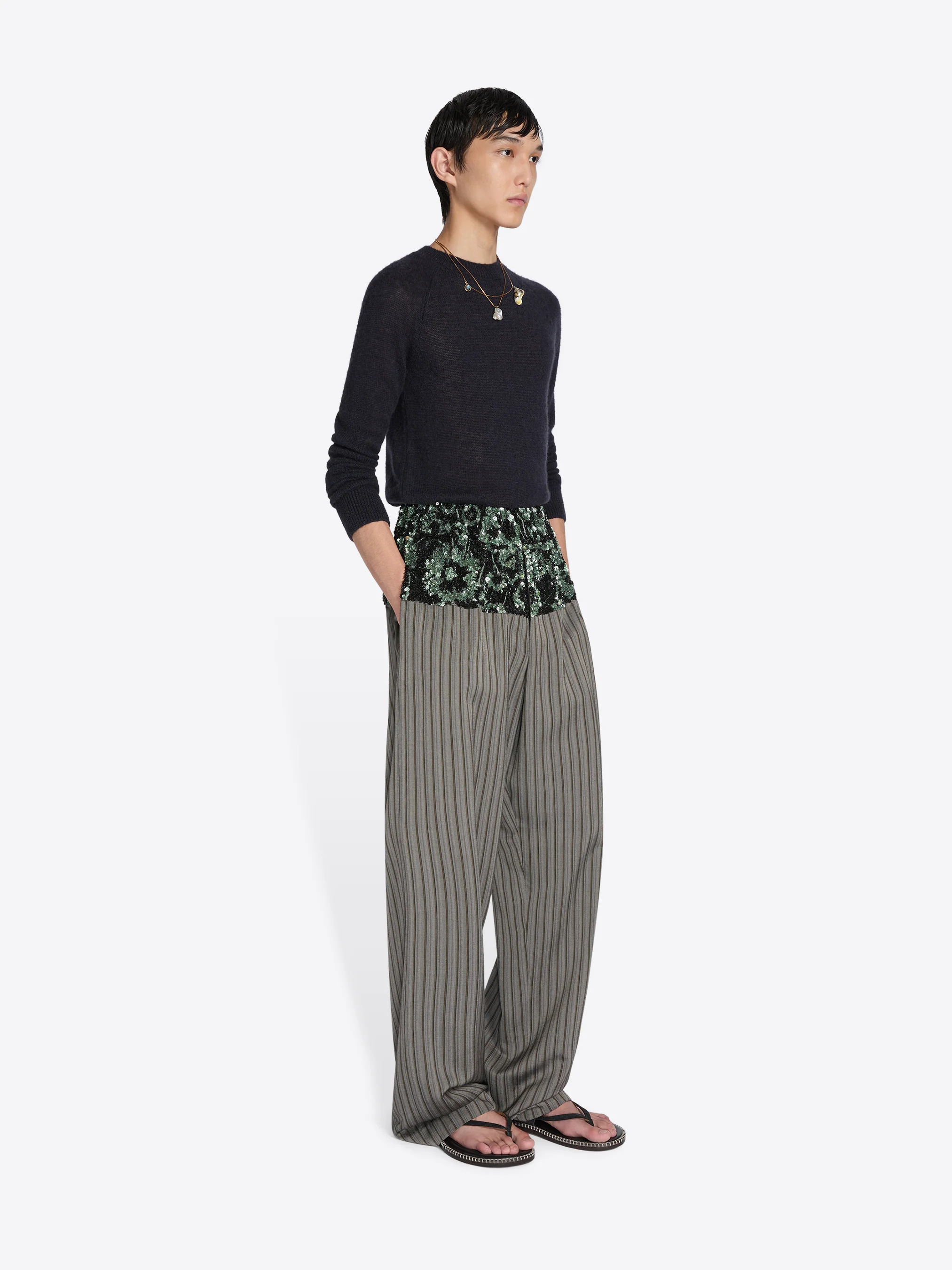 Embroidered waist pants