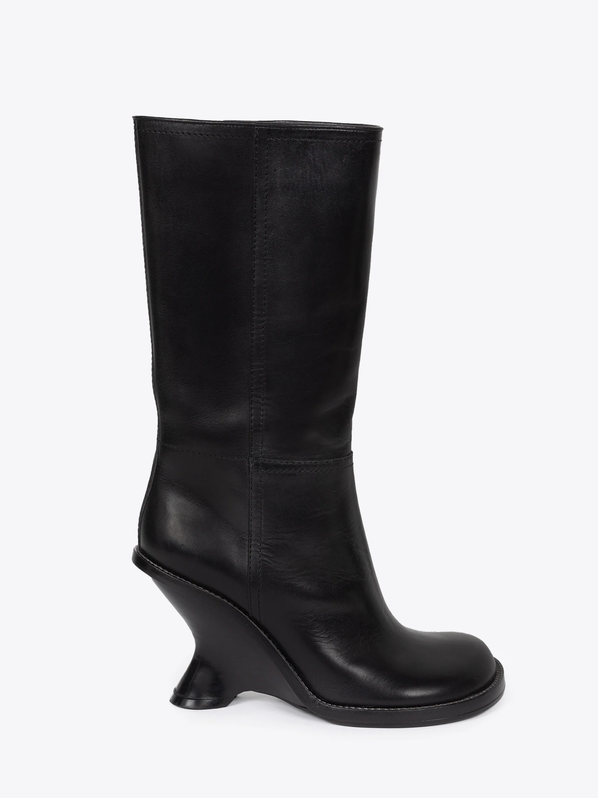 Leather wedge boots