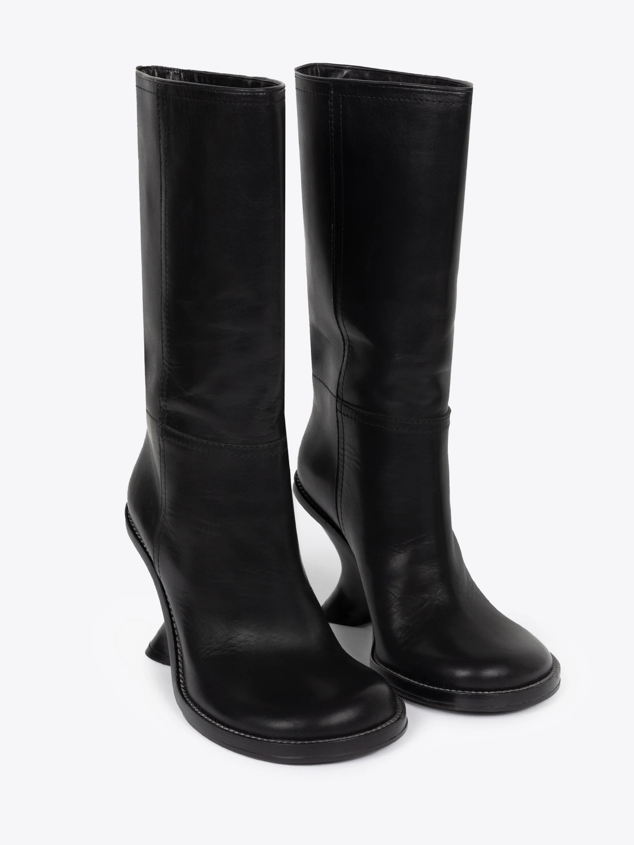 Leather wedge boots