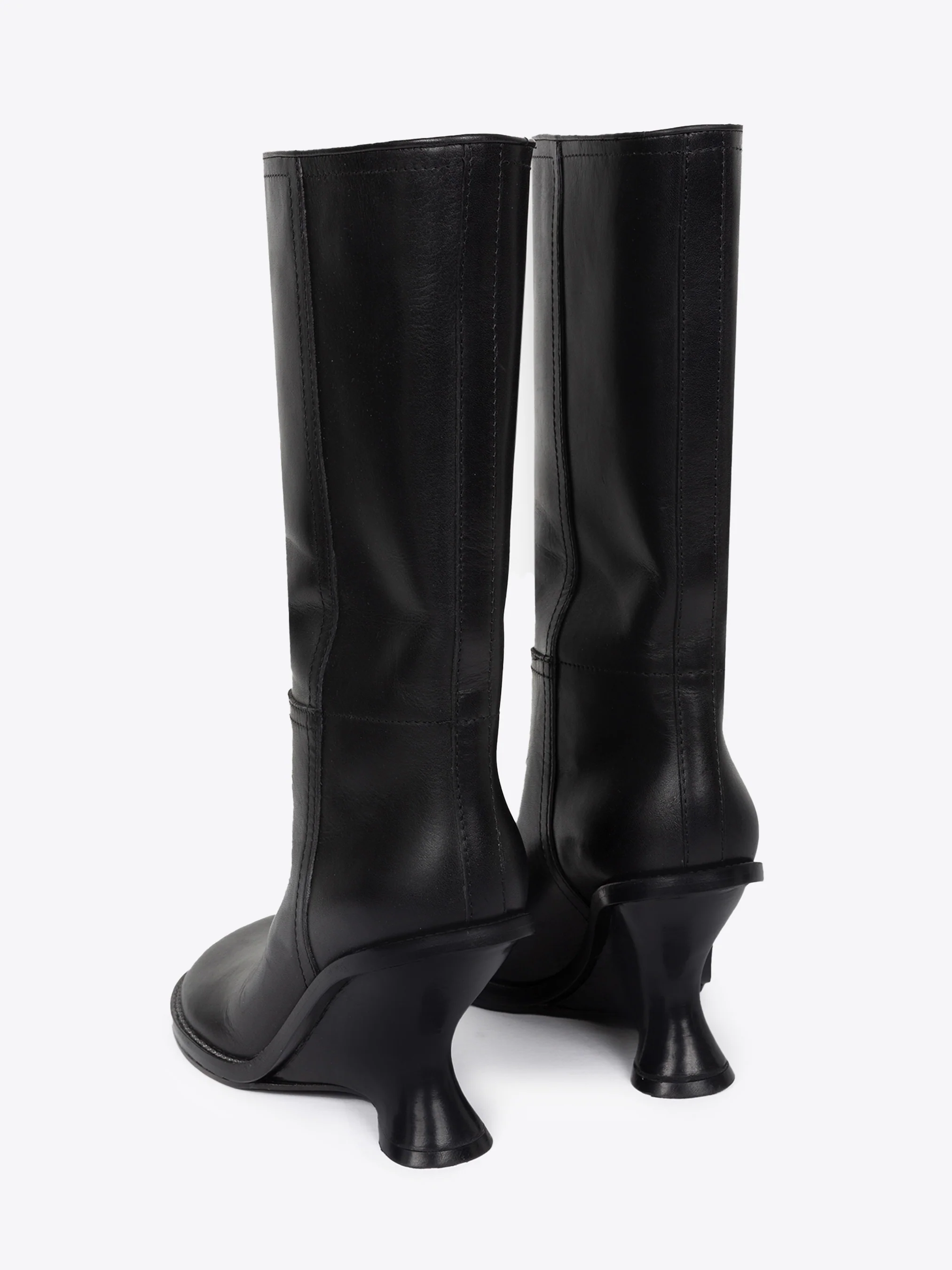 Leather wedge boots