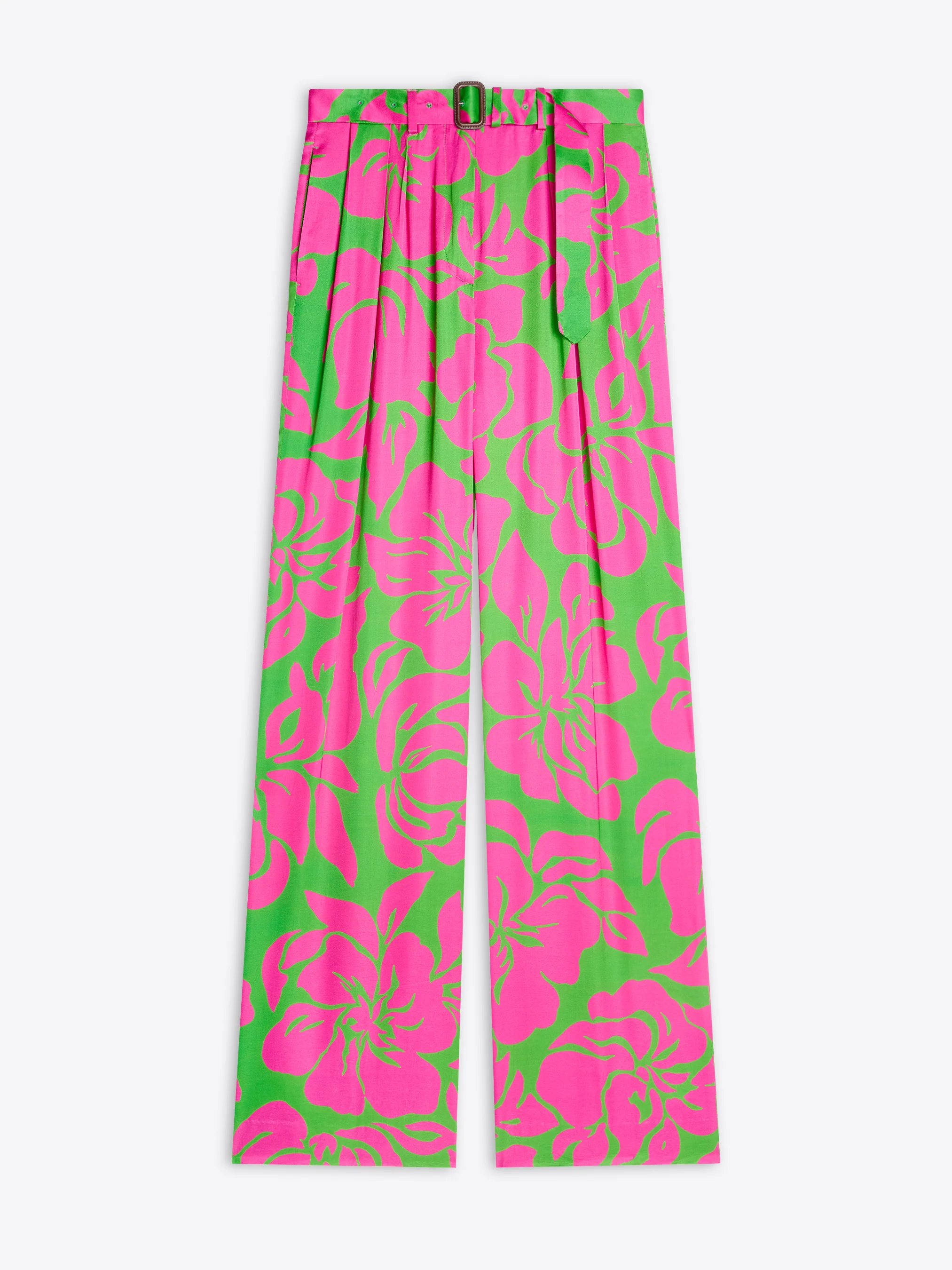 Belted satin pants