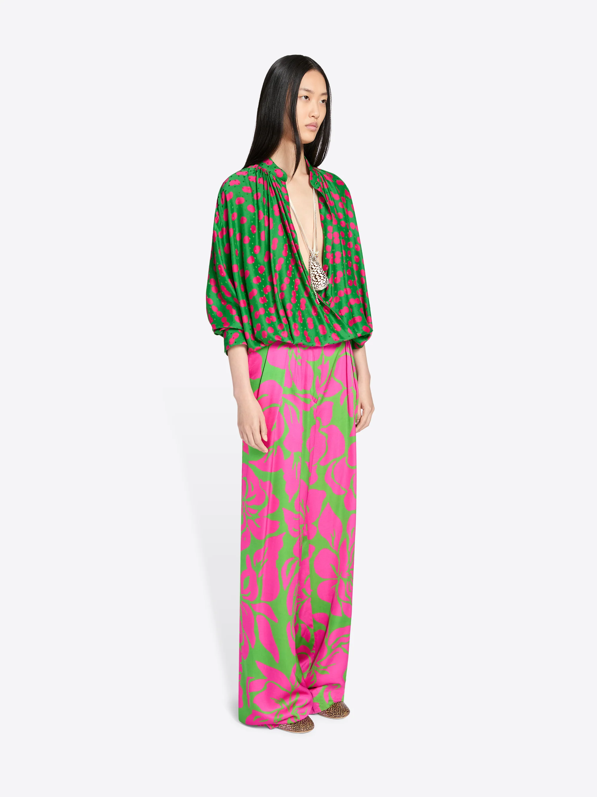 Belted satin pants