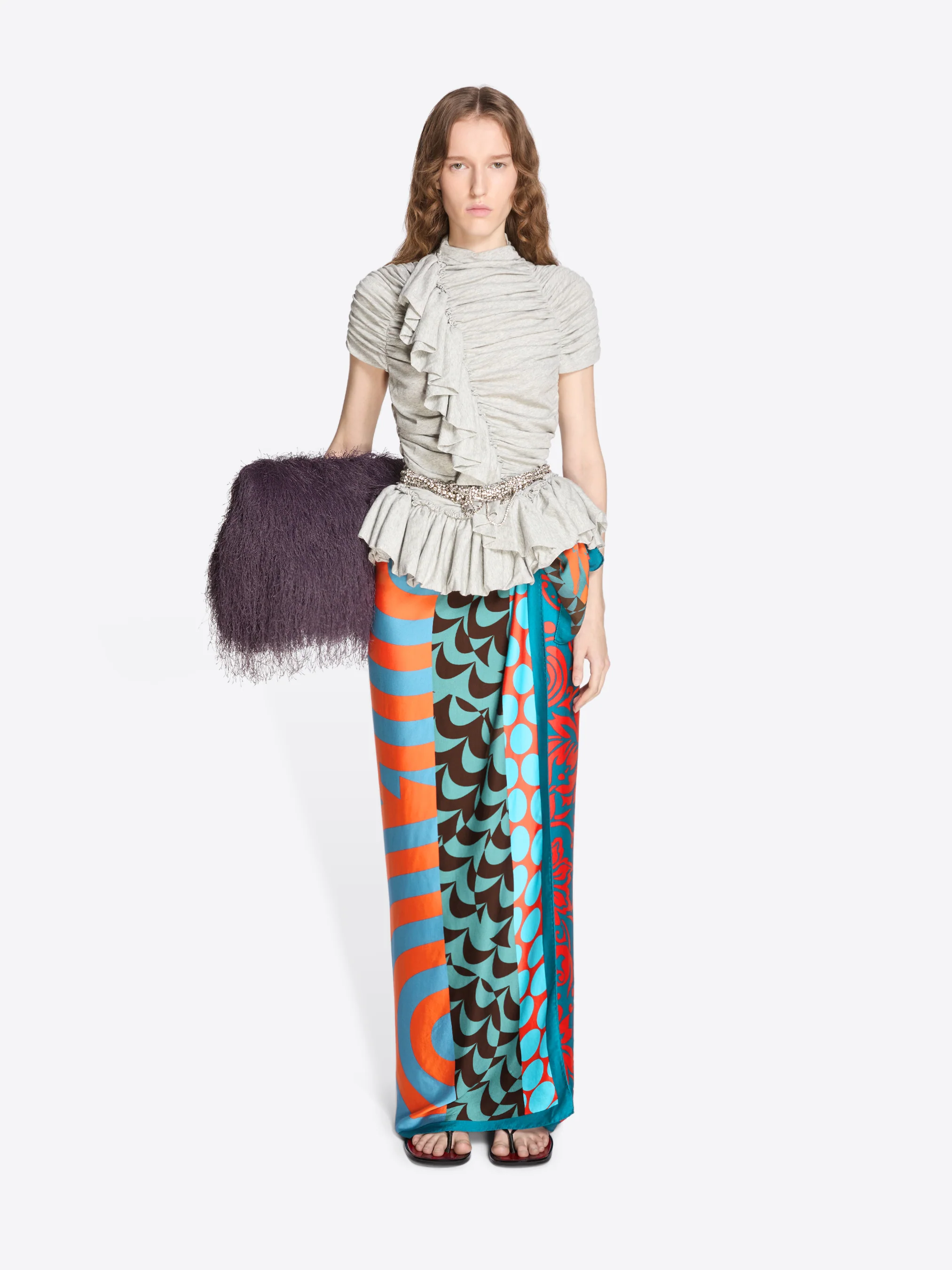 Ruffled shoulder bag