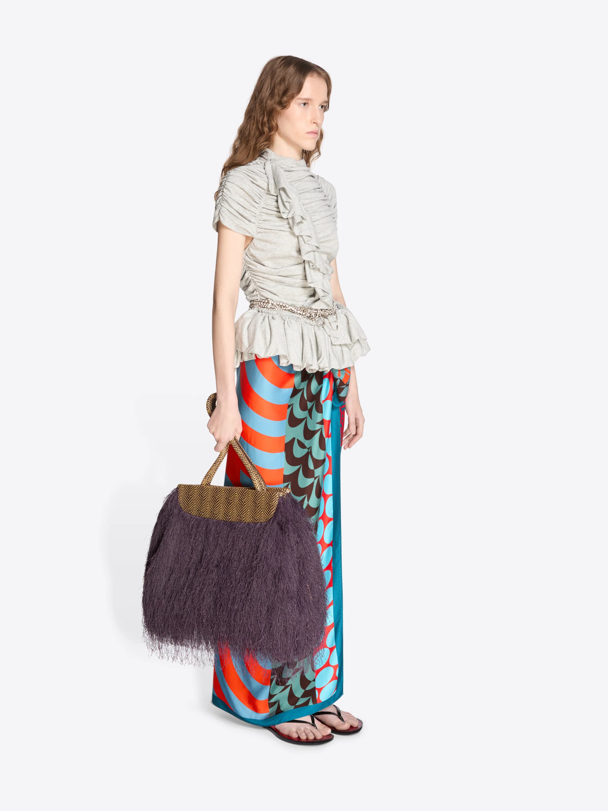 Ruffled shoulder bag
