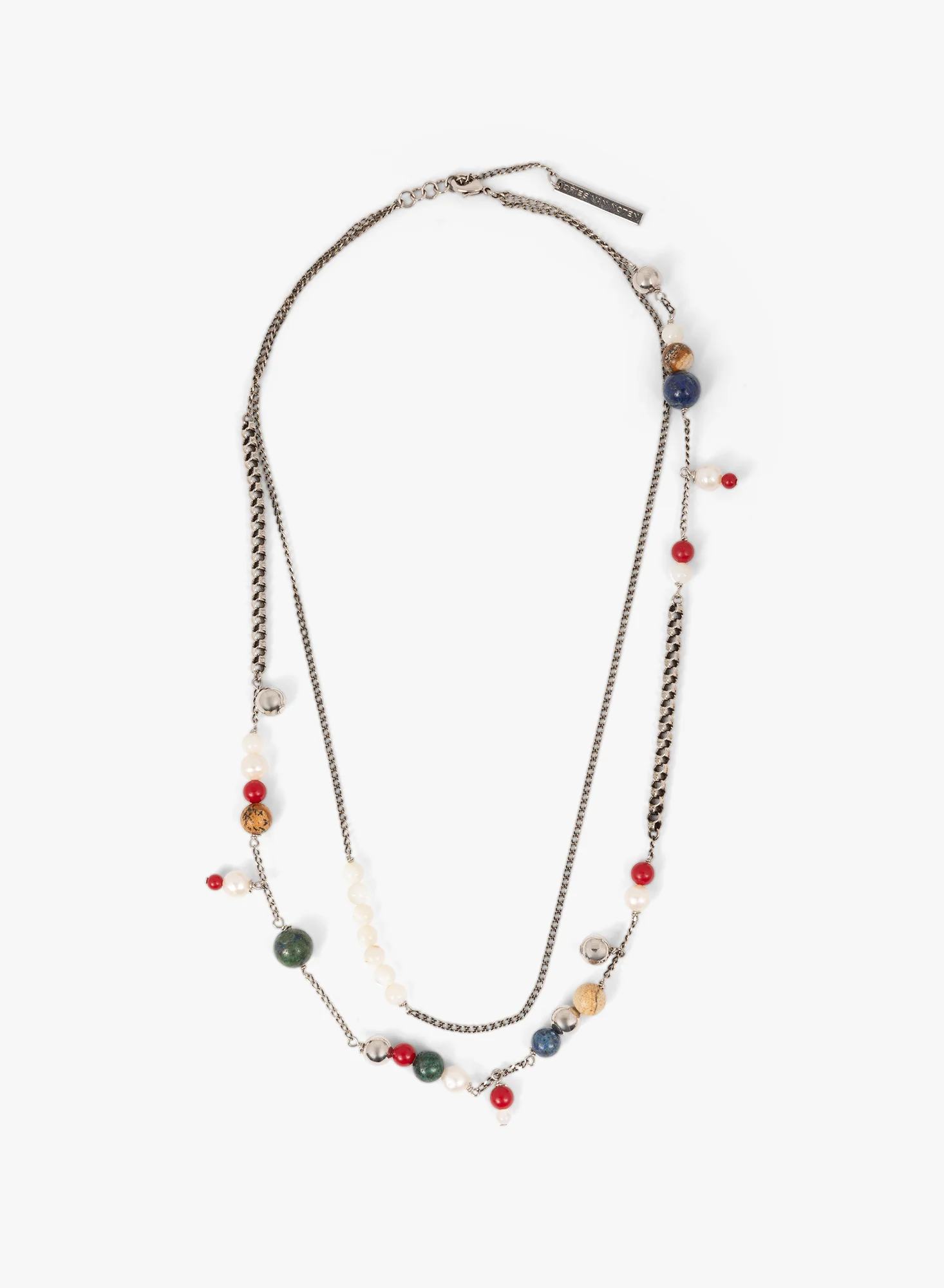 Double chain charm necklace