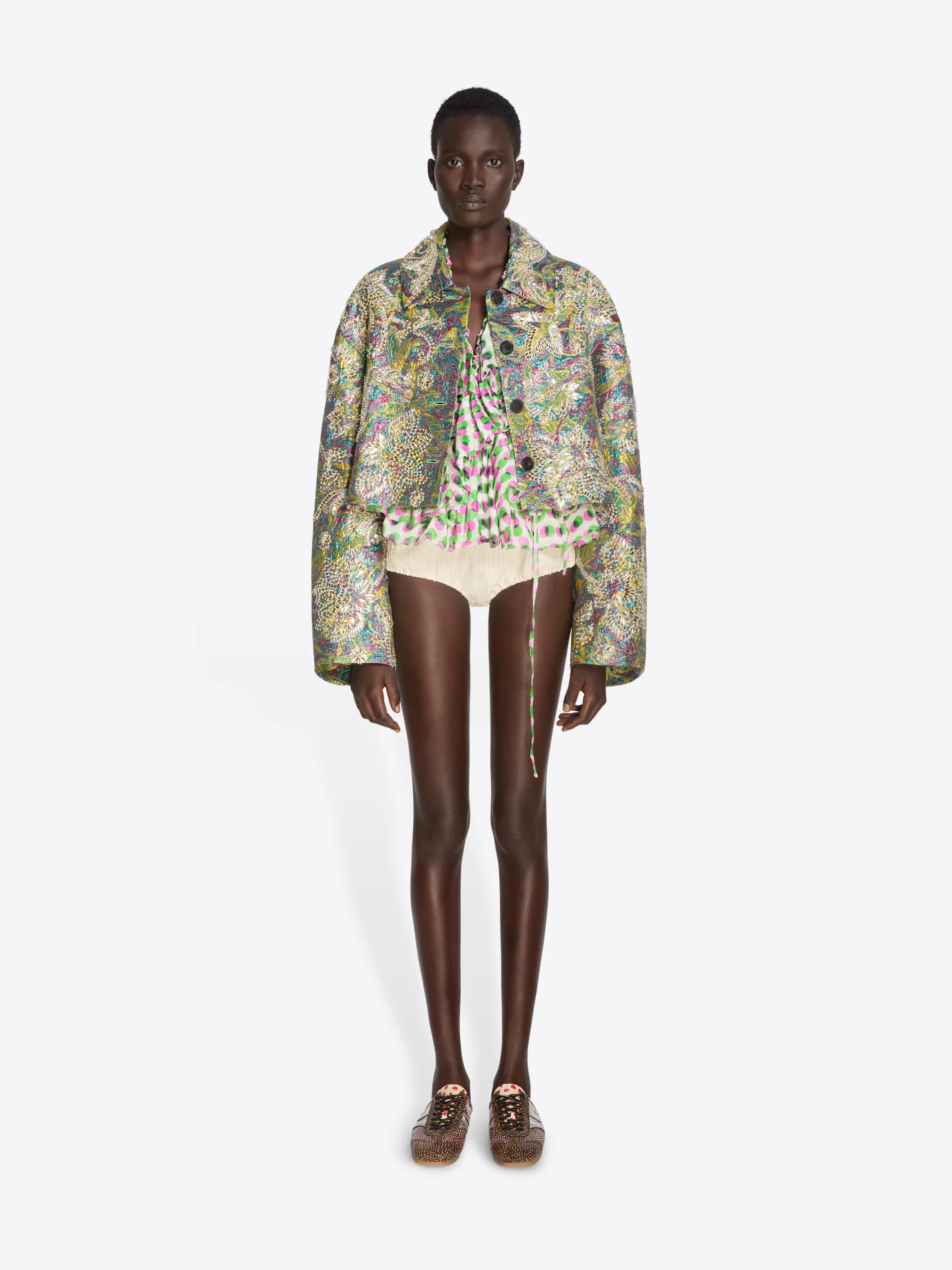 Embroidered jacquard jacket