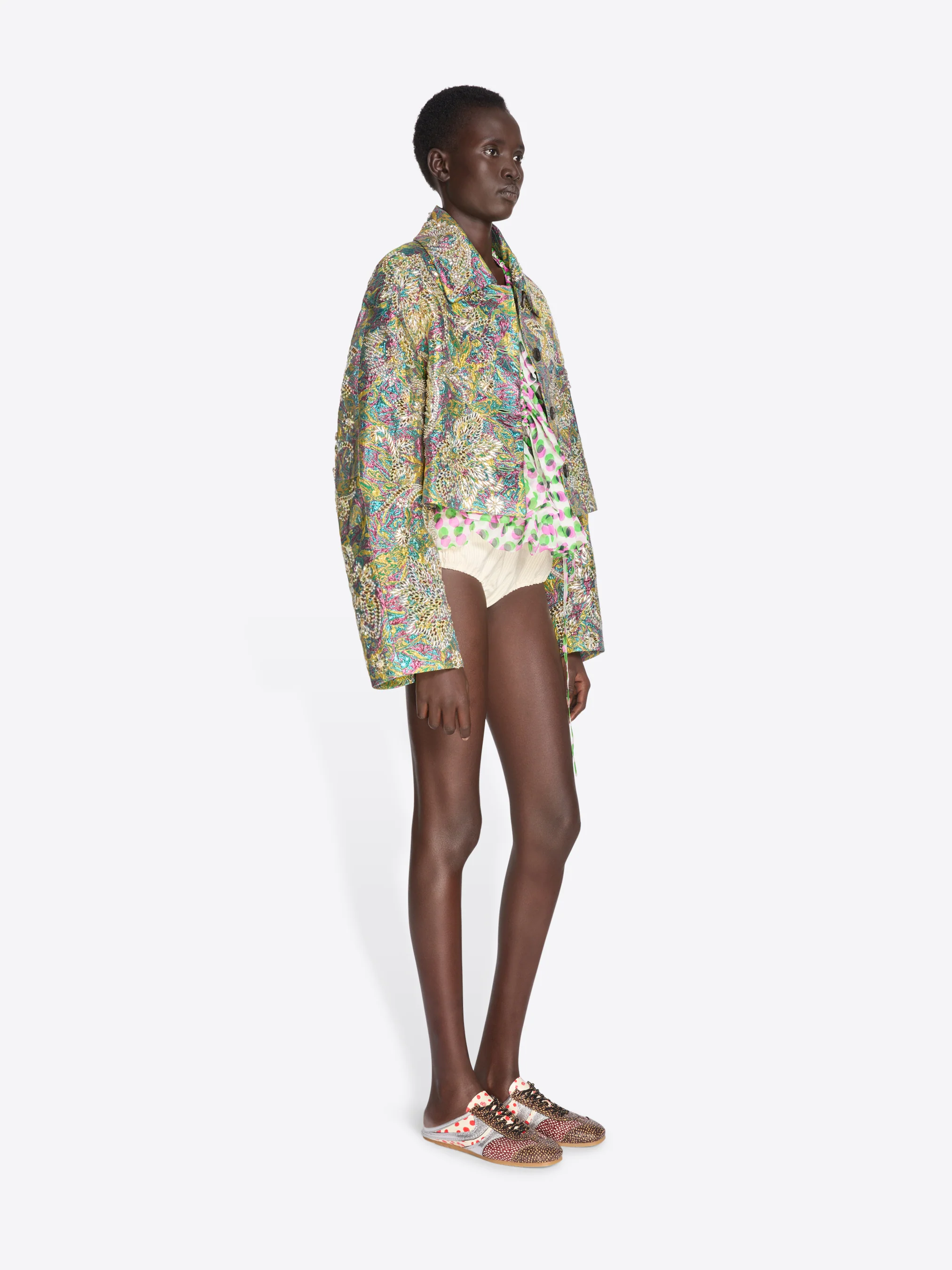 Embroidered jacquard jacket