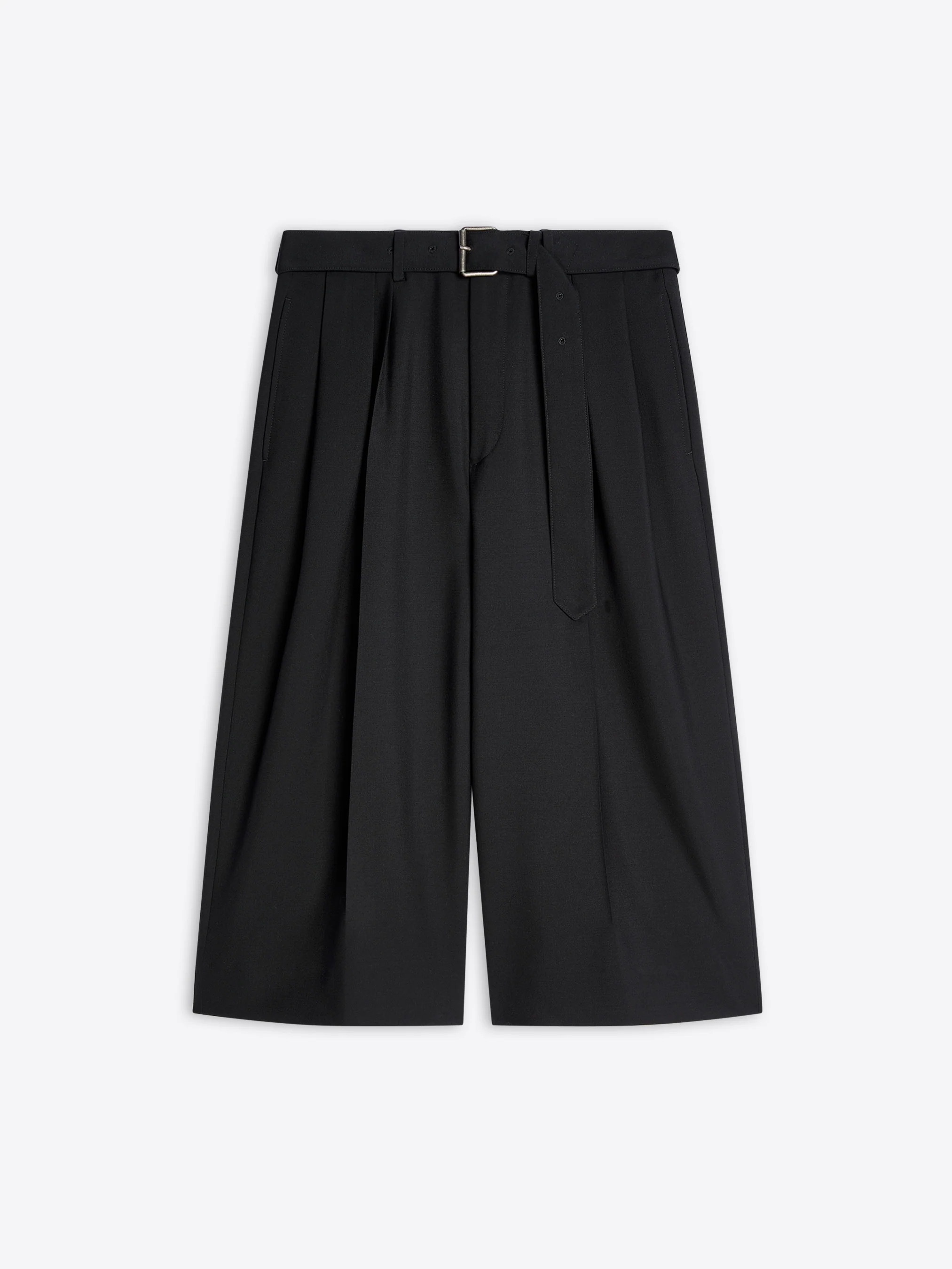 Belted wool mohair shorts