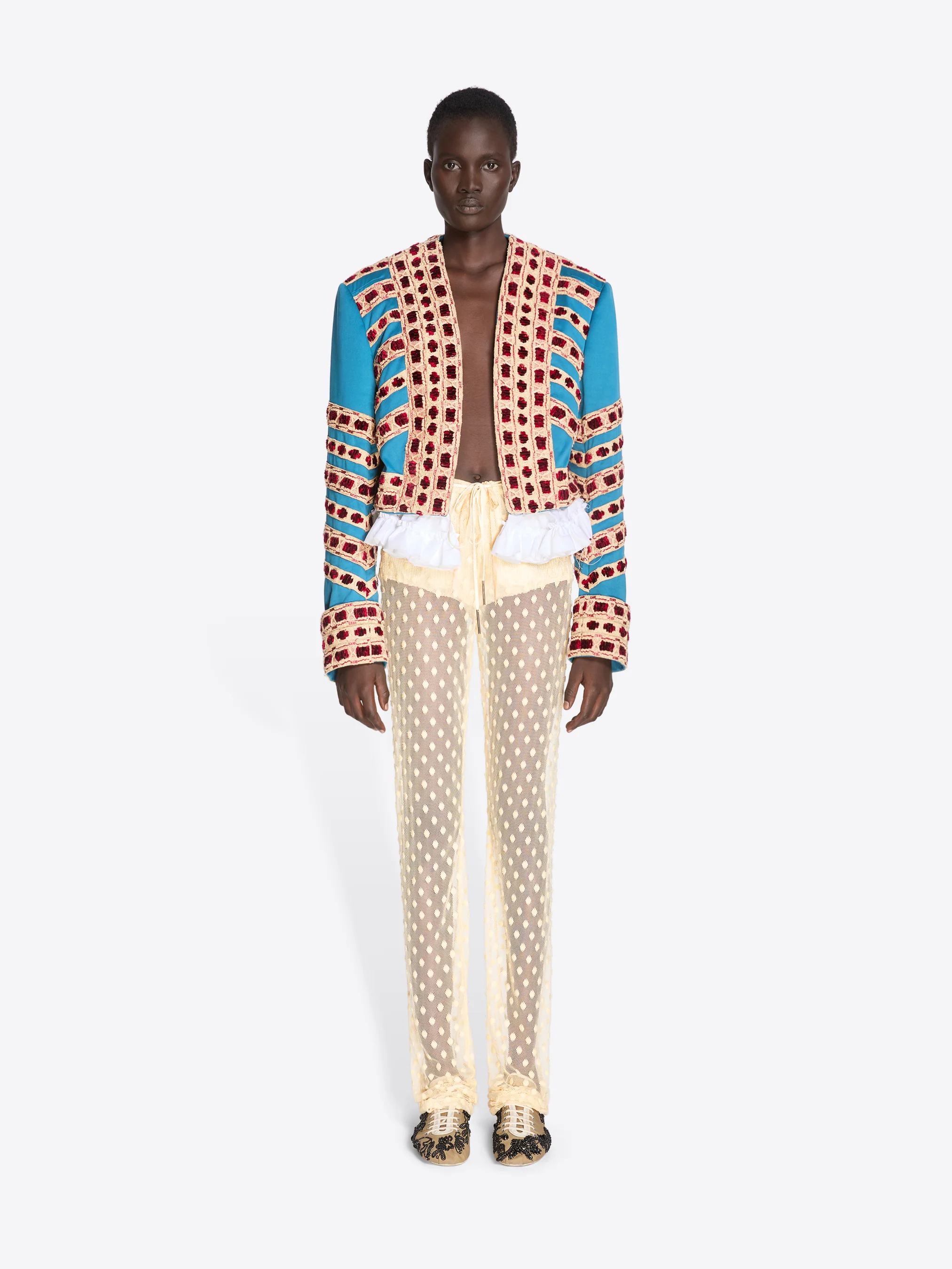 Embroidered cropped jacket