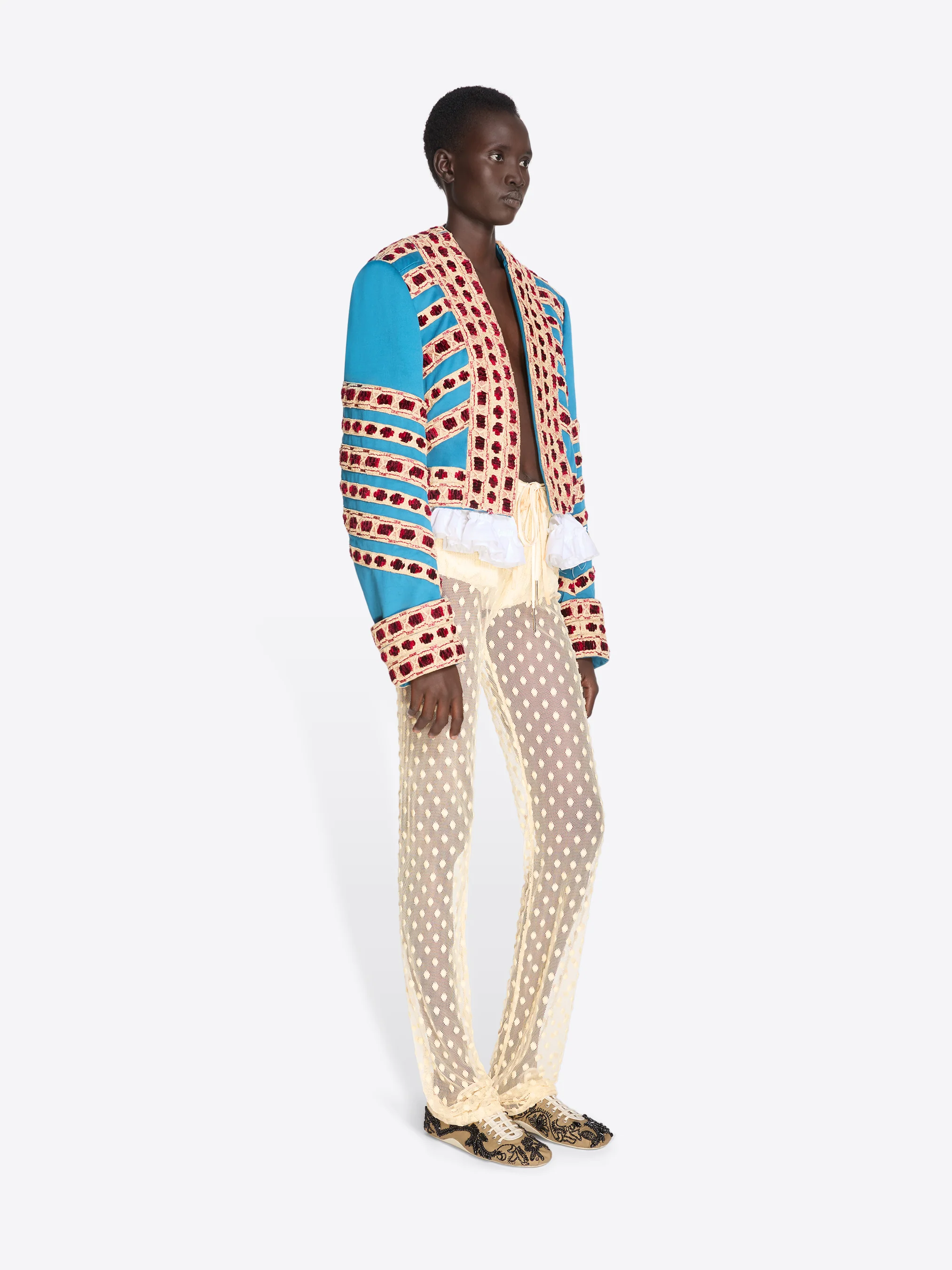 Embroidered cropped jacket