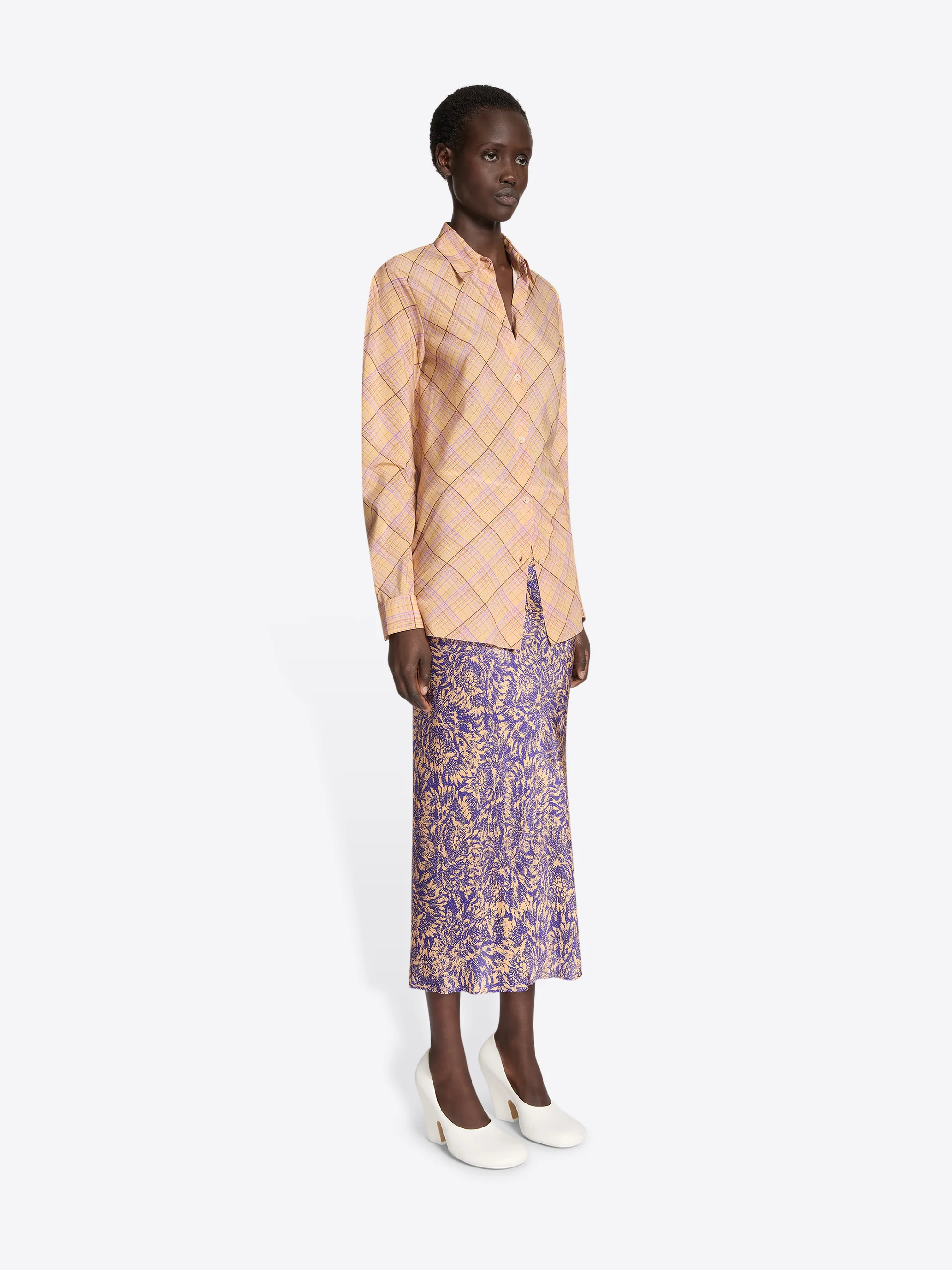 Checked silk shirt