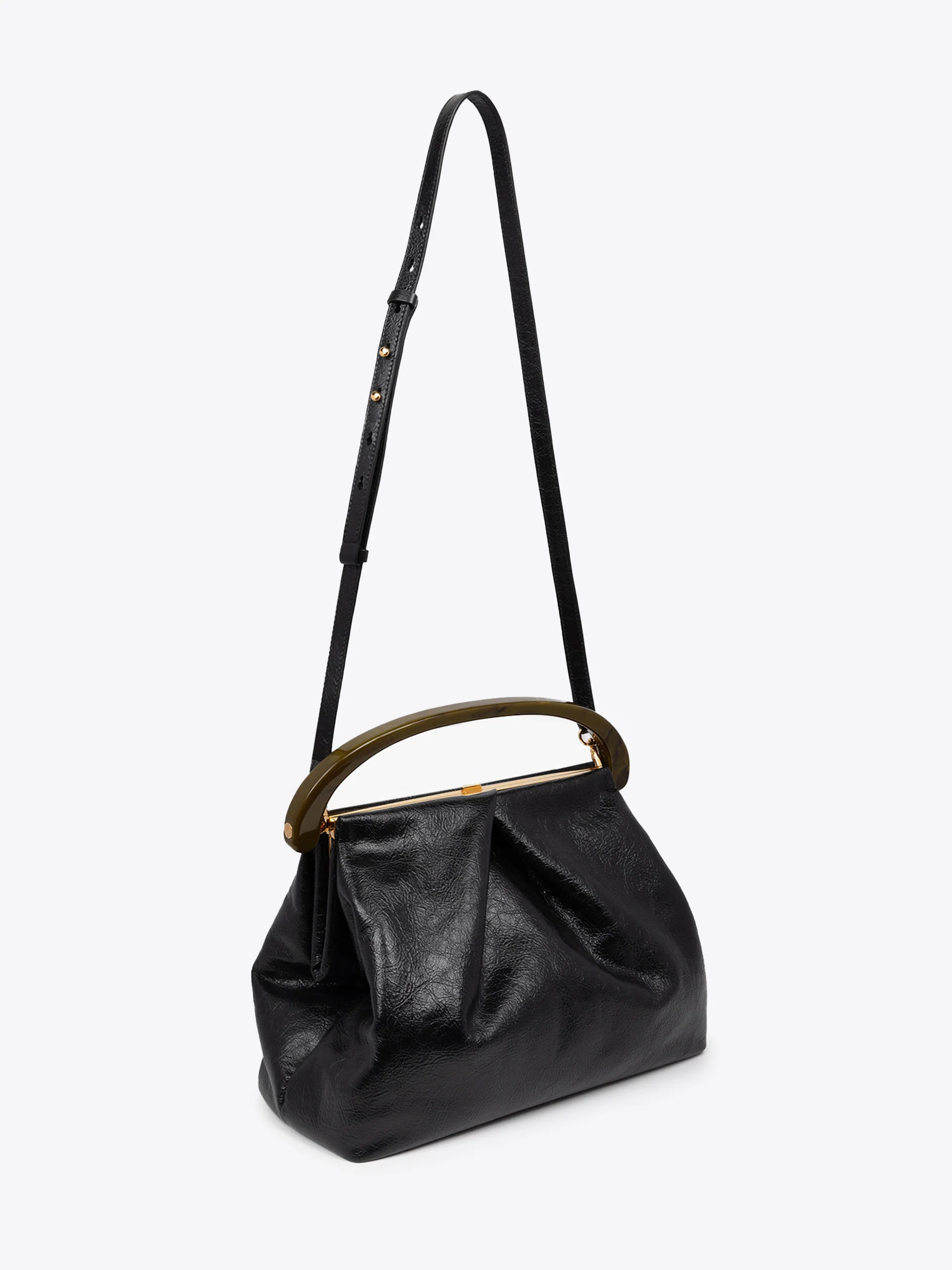 Pleated leather bag