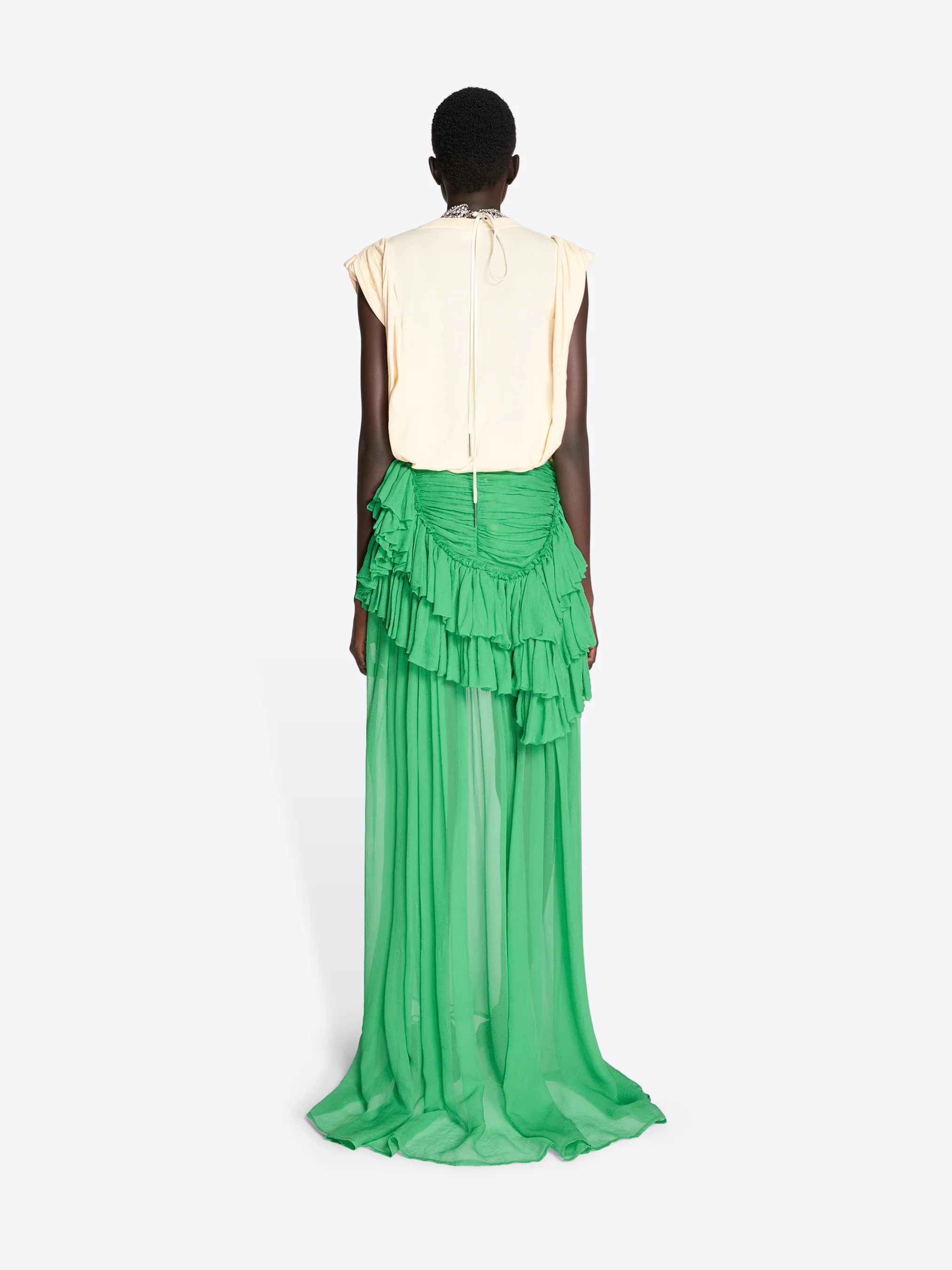 Ruffled silk skirt