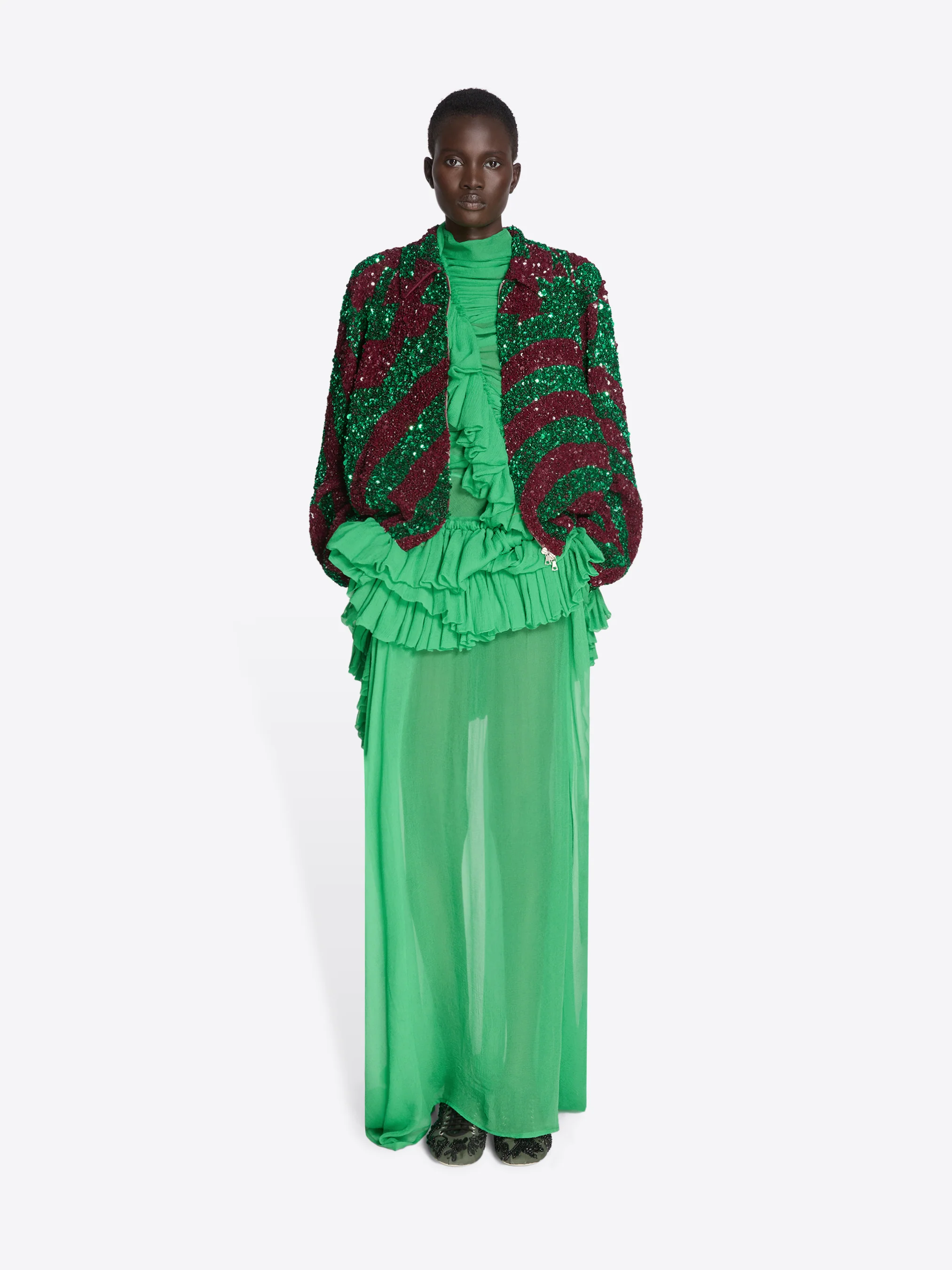 Embroidered viscose blouson