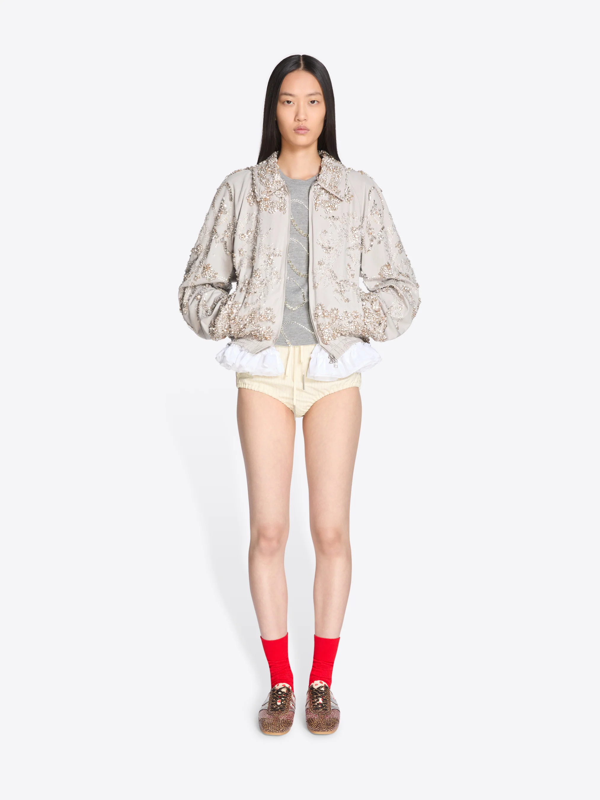 Embroidered cotton blouson