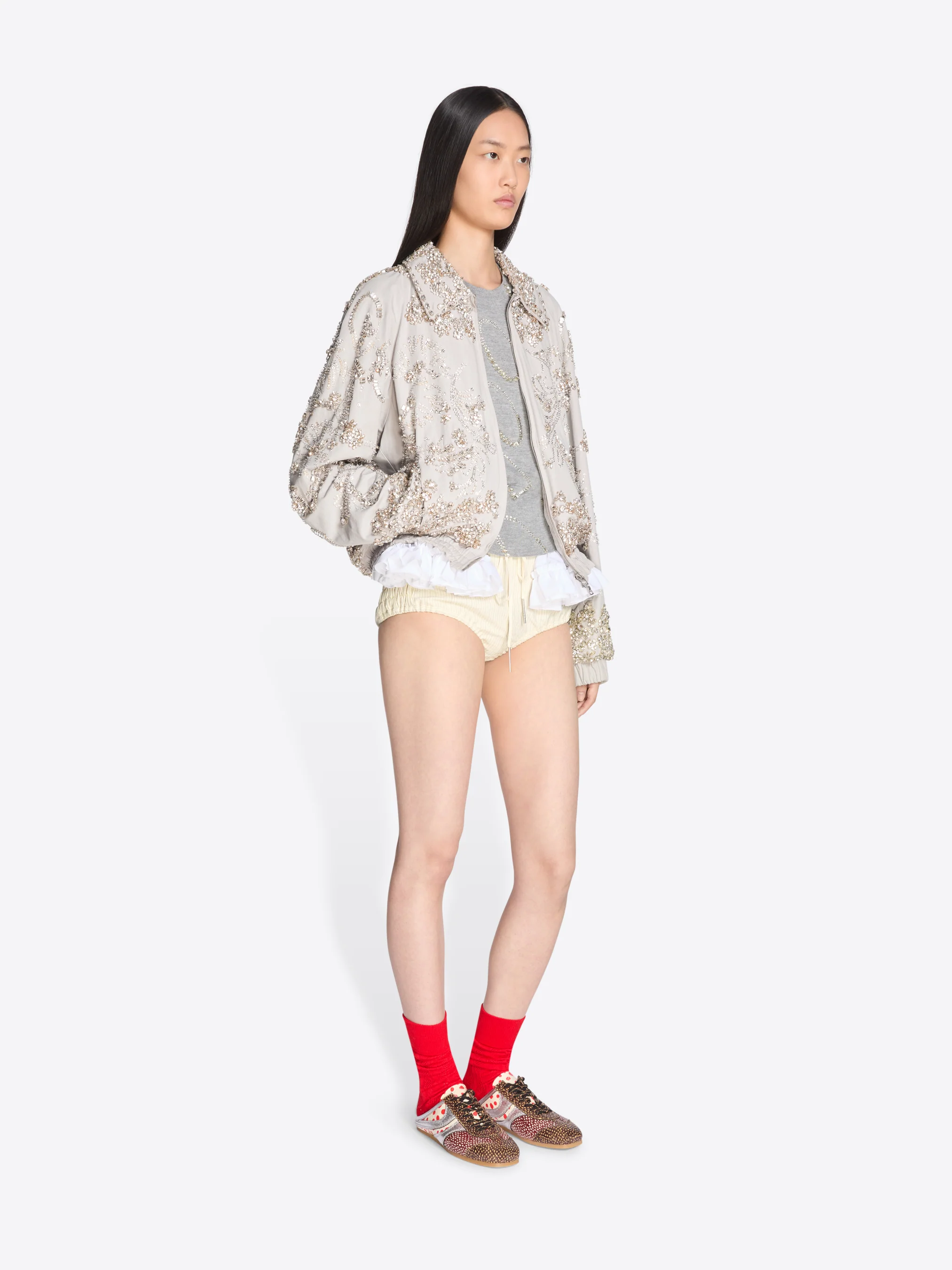 Embroidered cotton blouson