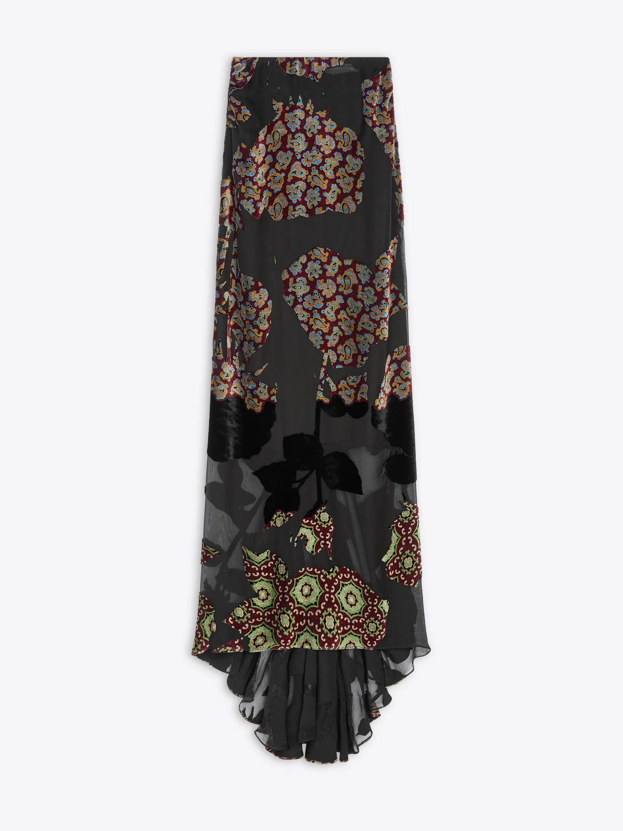 Layered viscose silk skirt