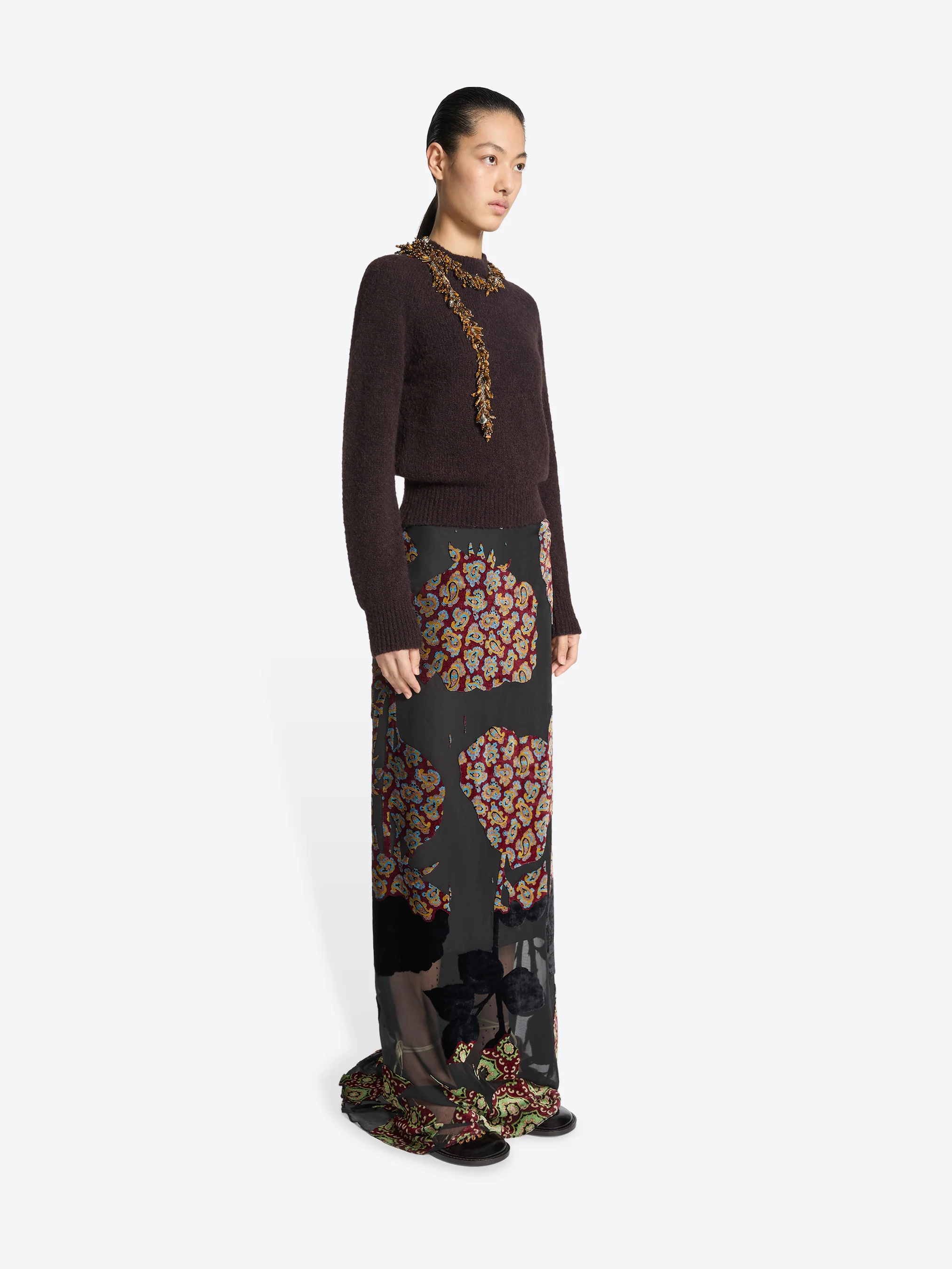 Layered viscose silk skirt