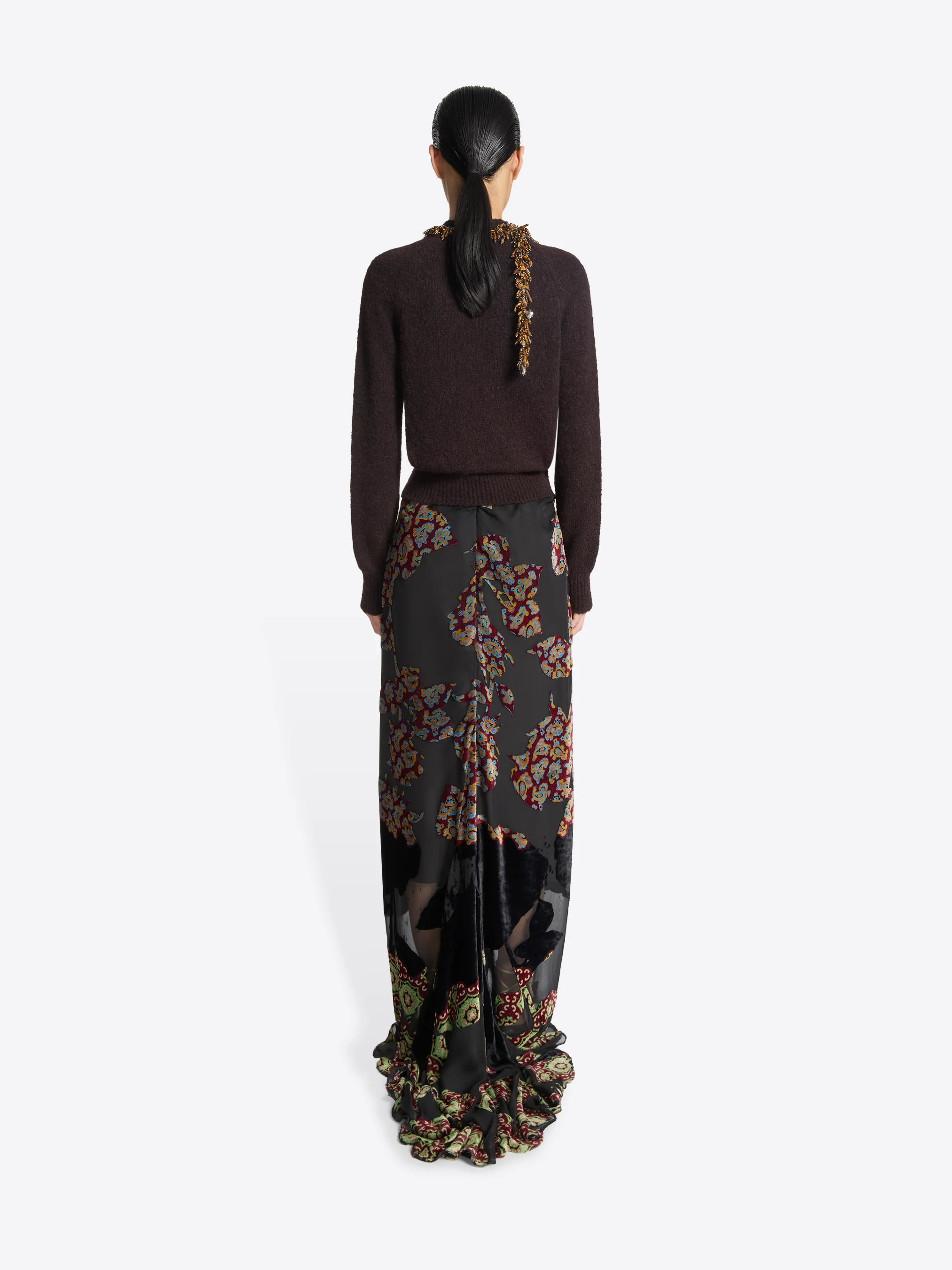 Layered viscose silk skirt